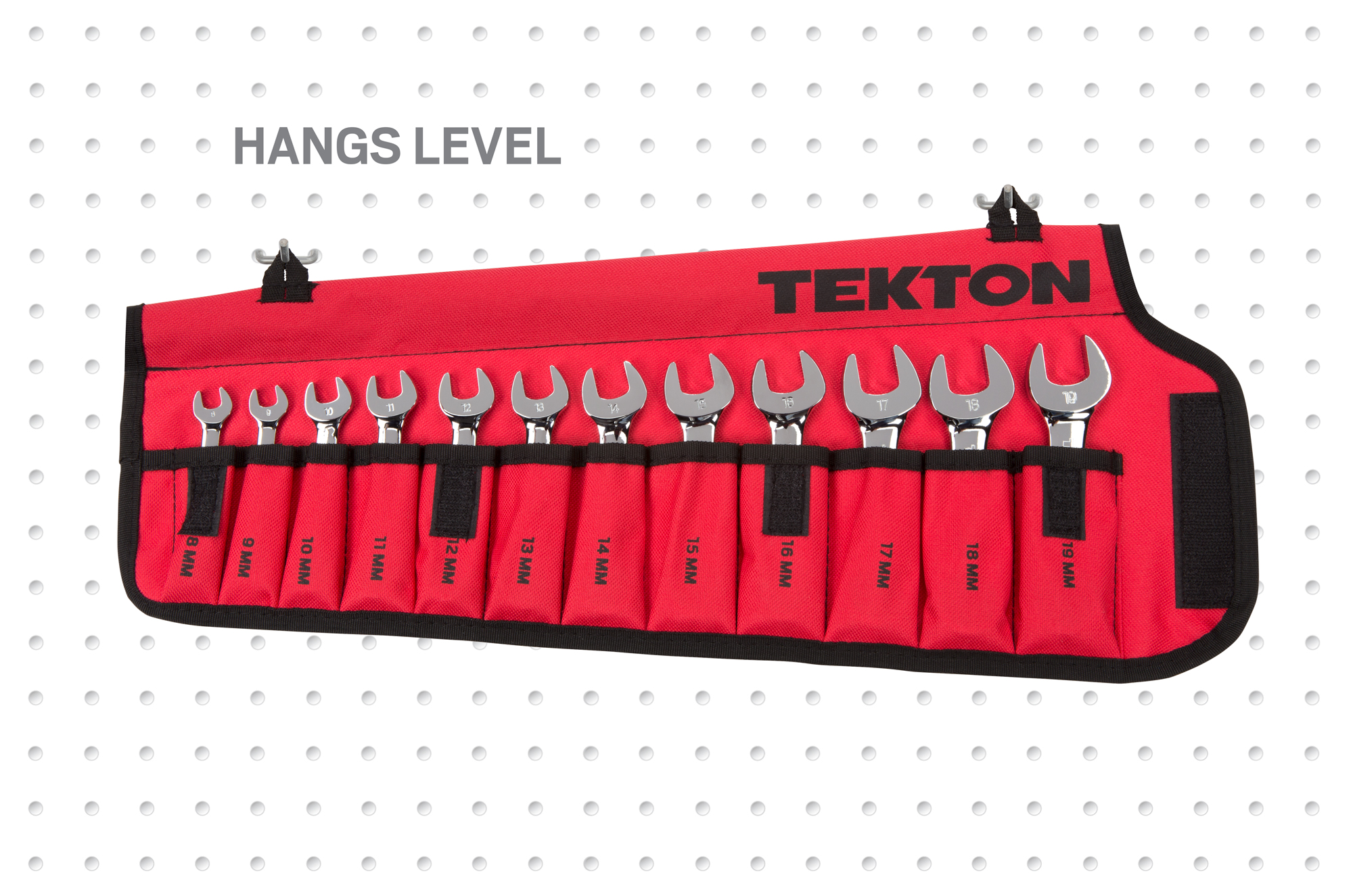 TEKTON Stubby Reversible Ratcheting Combination Wrench Set, 12-Piece (8-19 mm) with Pouch
