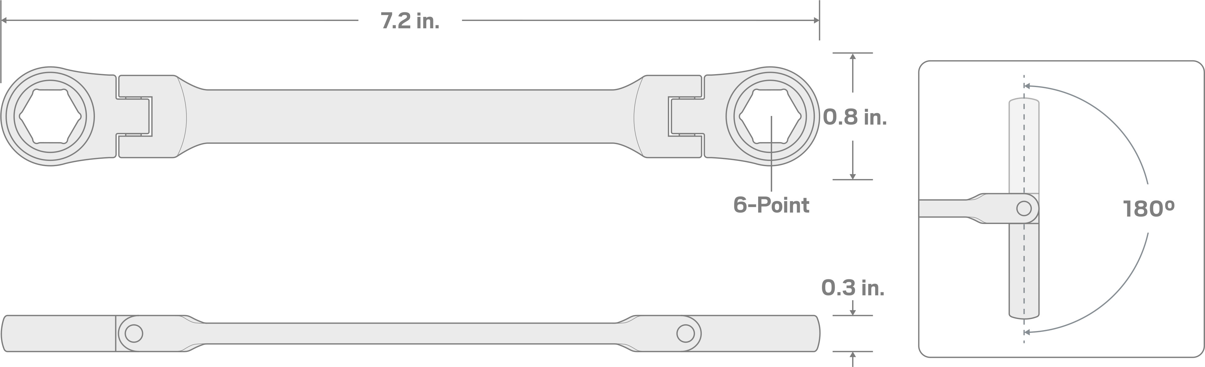 Specs for 5/16 x 3/8 Inch Flex Ratcheting Box End Wrench