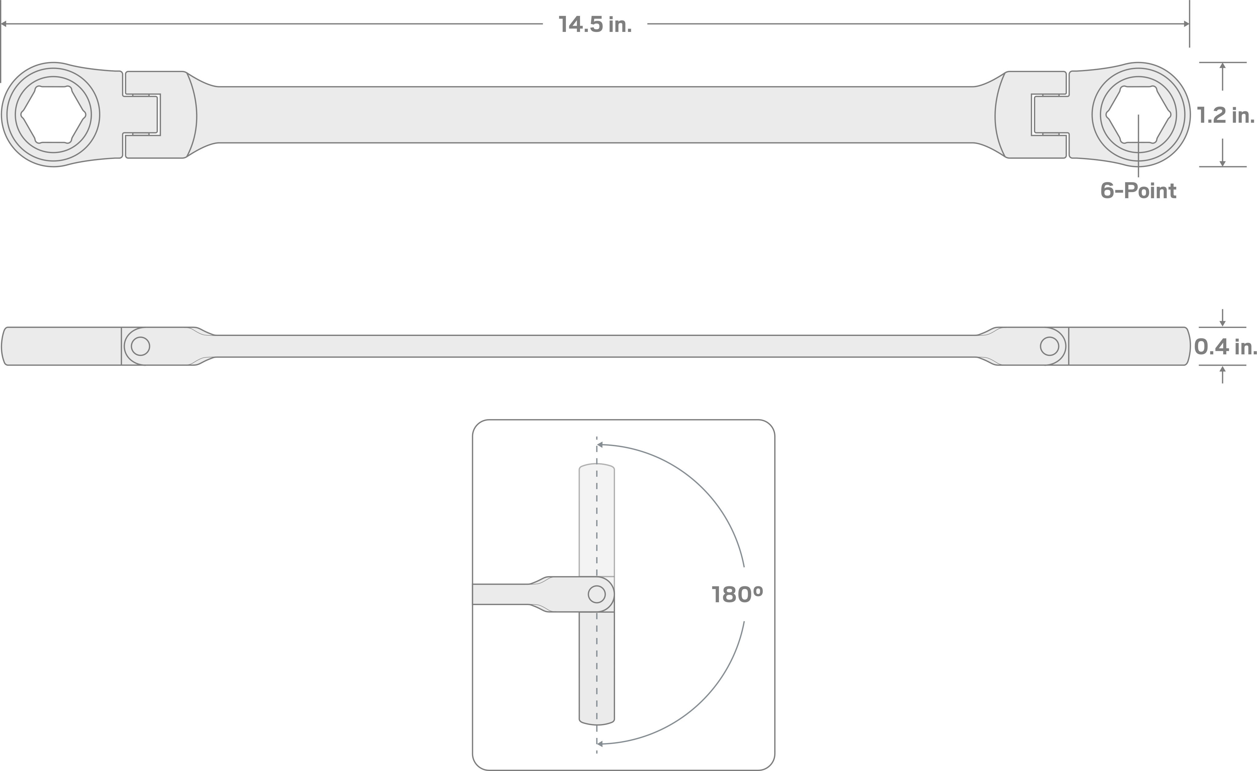 Specs for 9/16 x 5/8 Inch Long Flex Ratcheting Box End Wrench