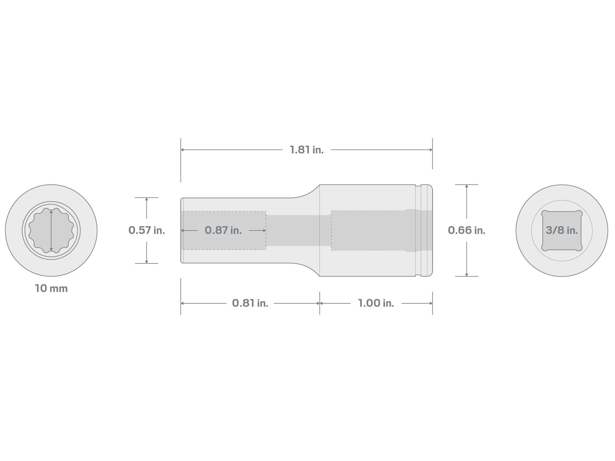 Specs for 3/8 Inch Drive x 10 mm 12-Point Semi-Deep Socket (Incorrect Shoulder Height)