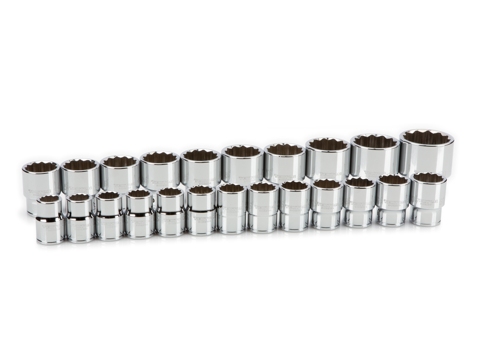 3/4 Inch Drive Shallow 12-Point Socket Set (19 - 50) | TEKTON