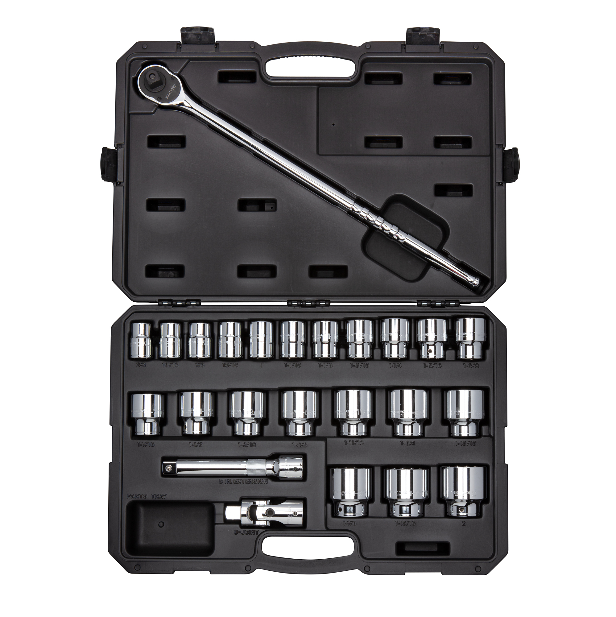 3/4 Inch Drive 12-Point Socket and Ratchet Set with Case (24-Piece)