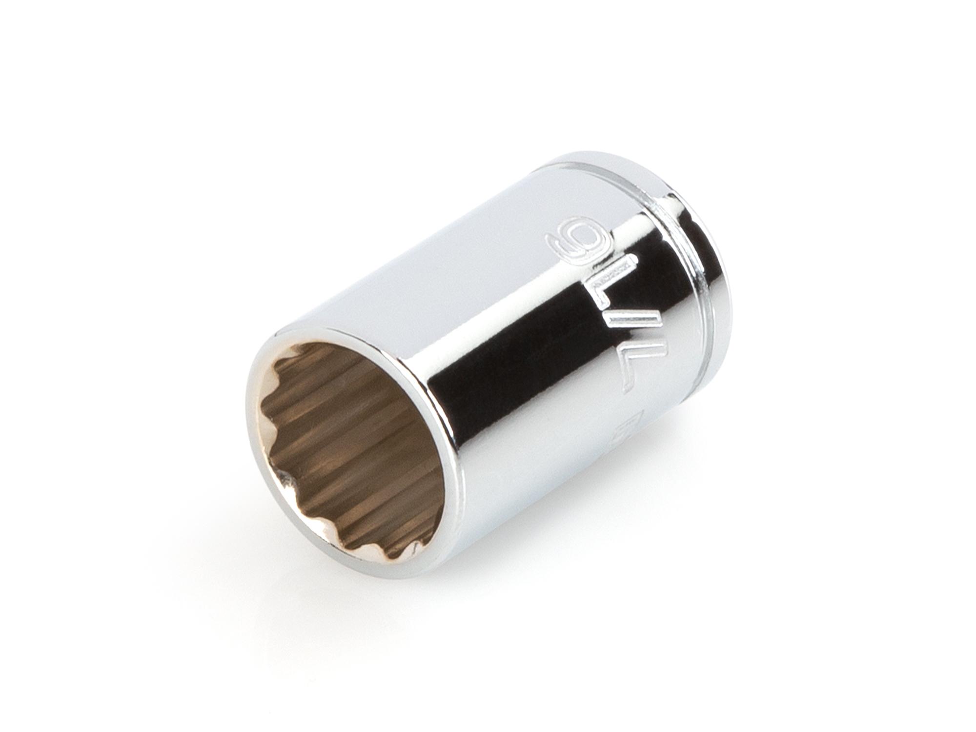 Front-right angle view of Tekton hand drive 12-point socket. Item #SHD02211