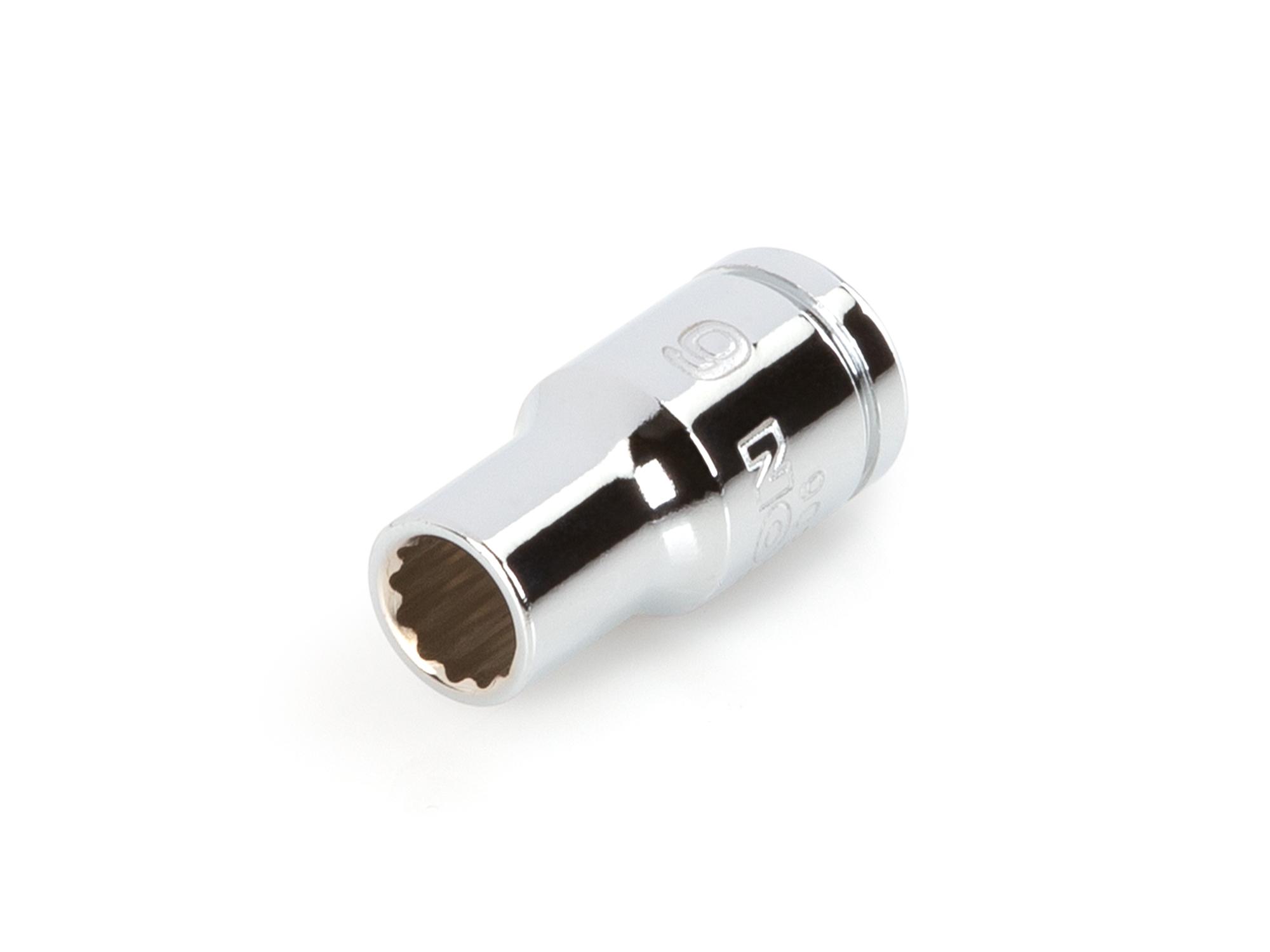 Front-right angle view of Tekton hand drive 12-point socket. Item #SHD02306