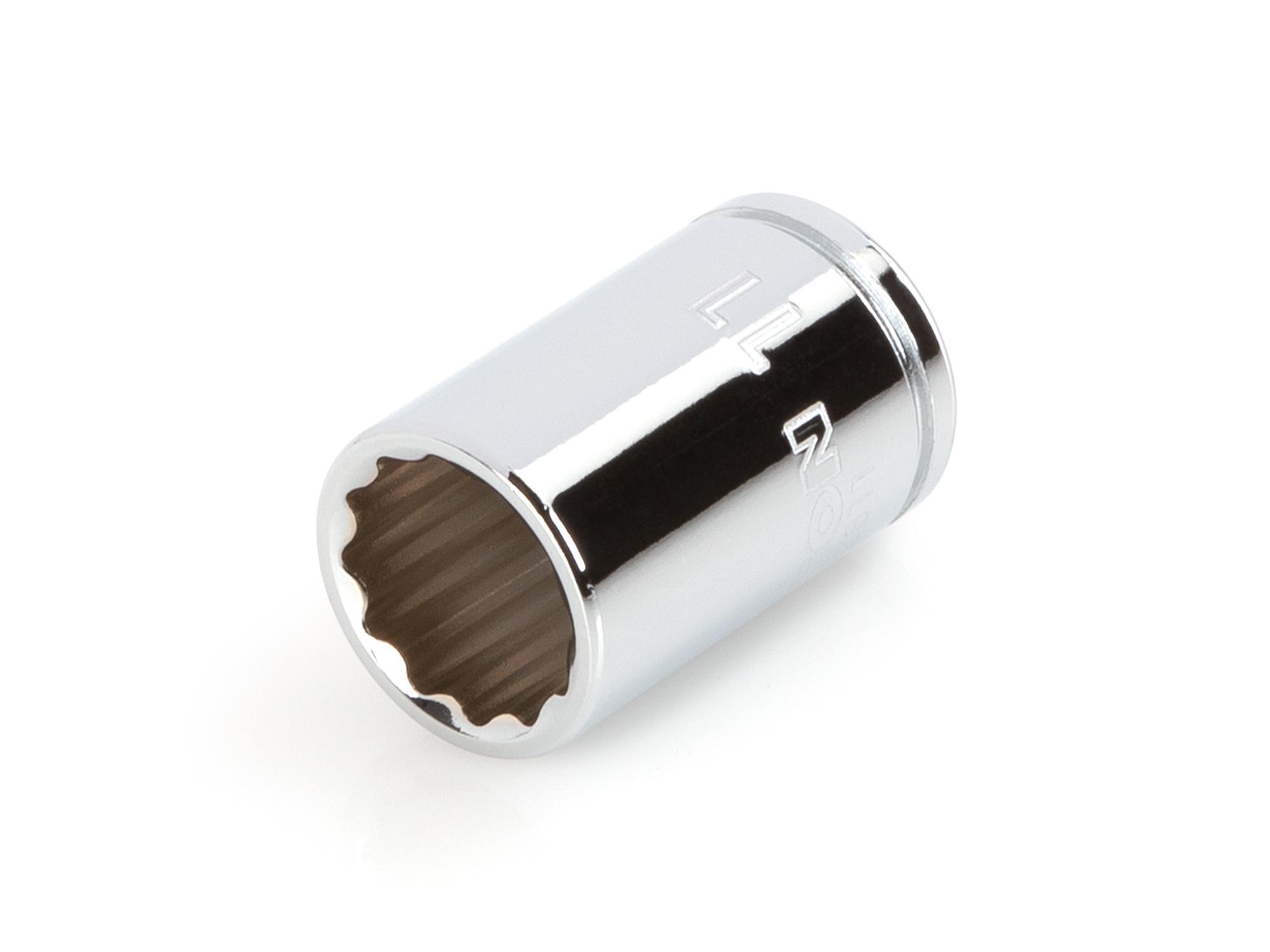 Front-right angle view of Tekton hand drive 12-point socket. Item #SHD02311