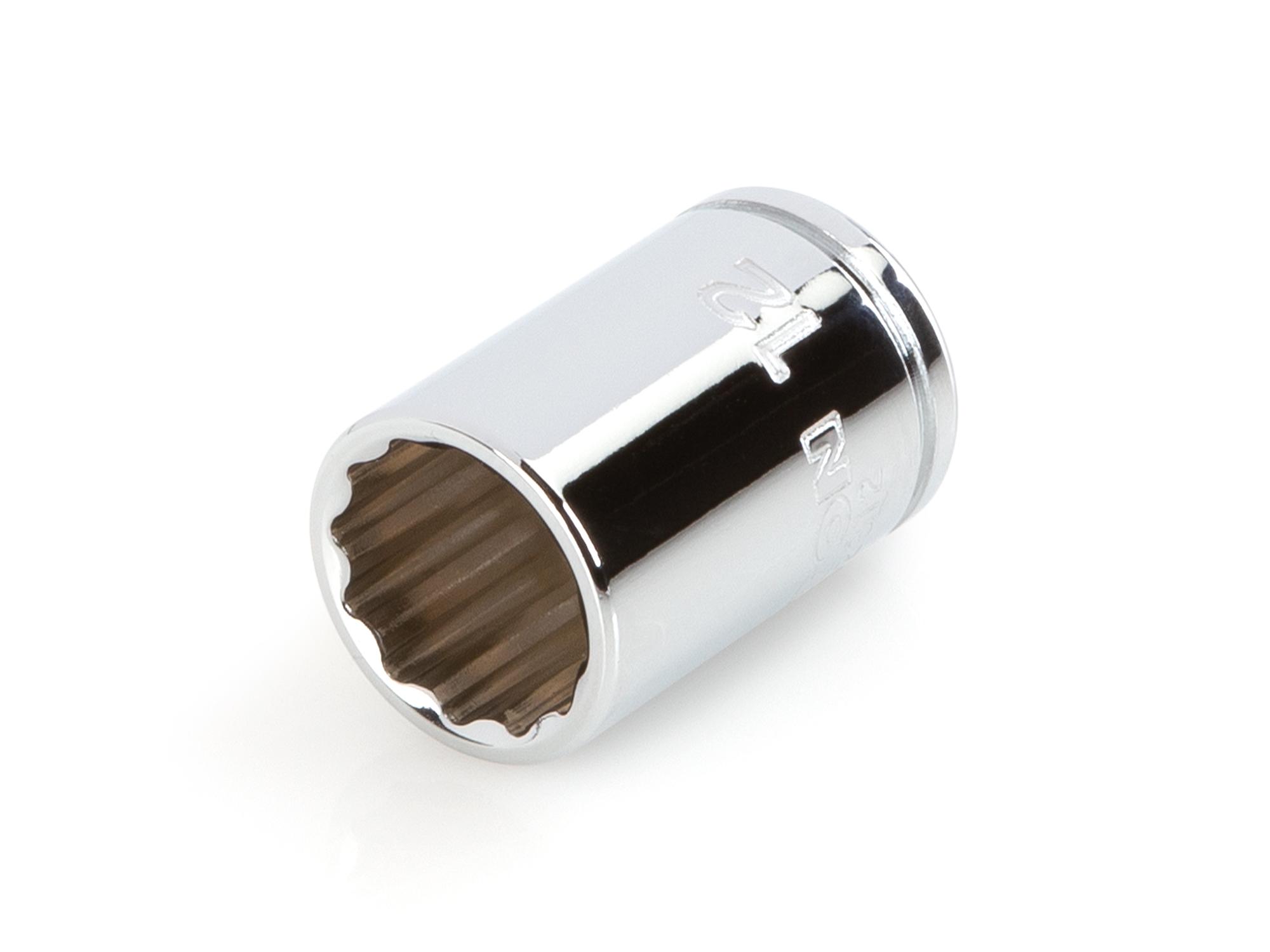 Front-right angle view of Tekton hand drive 12-point socket. Item #SHD02312