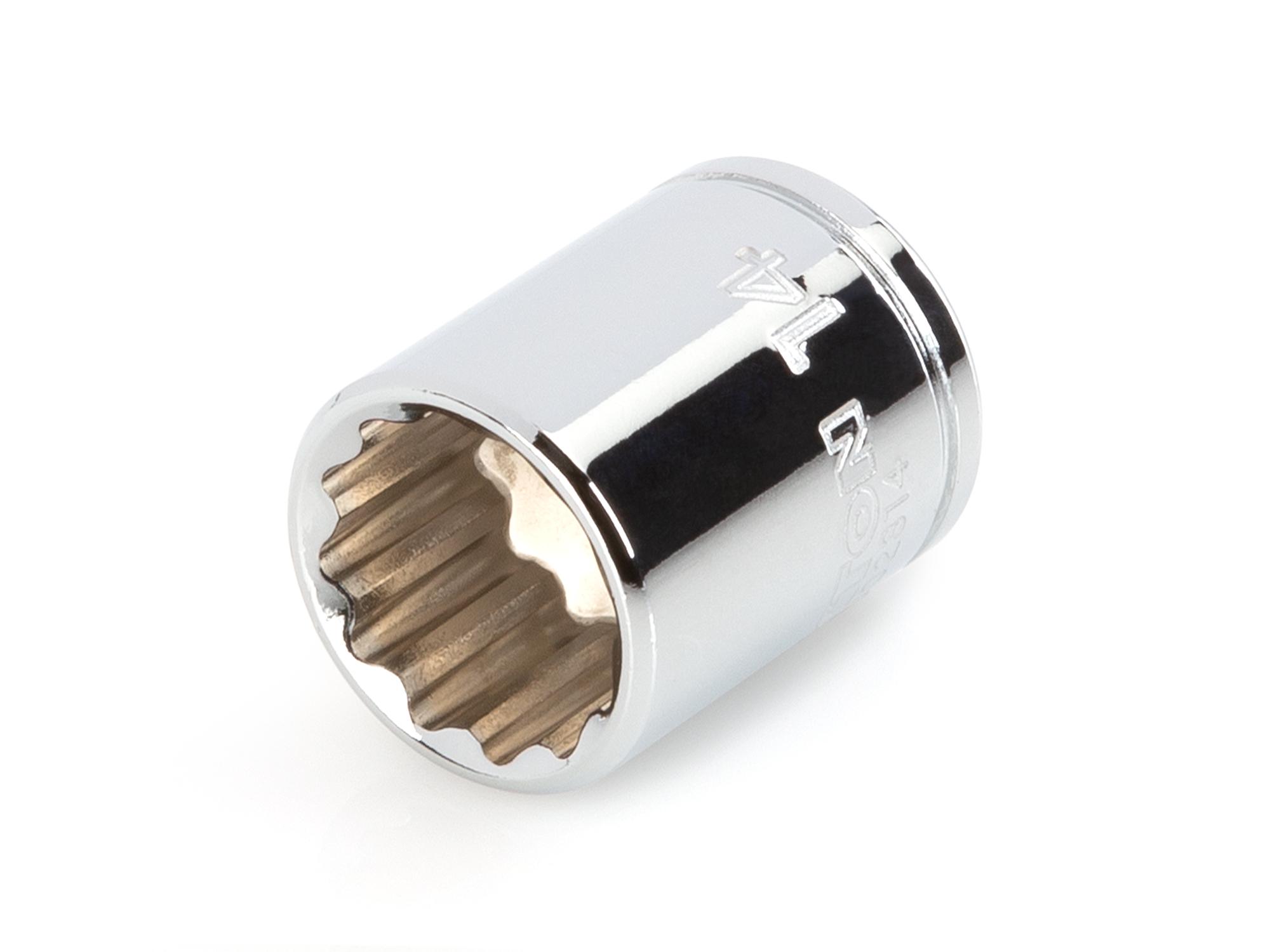 Front-right angle view of Tekton hand drive 12-point socket. Item #SHD02314