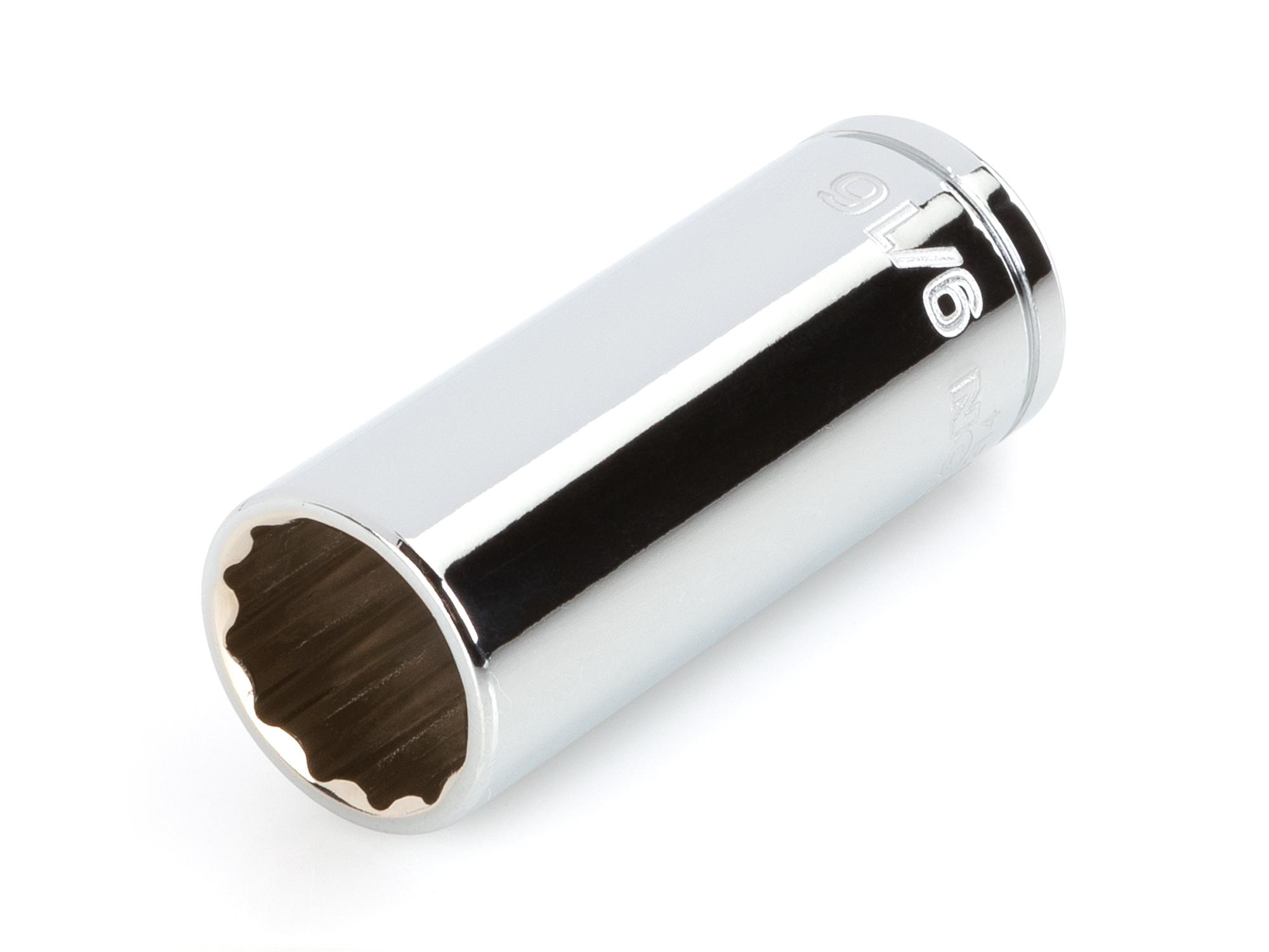 Front-right angle view of Tekton hand drive 12-point socket. Item #SHD03214