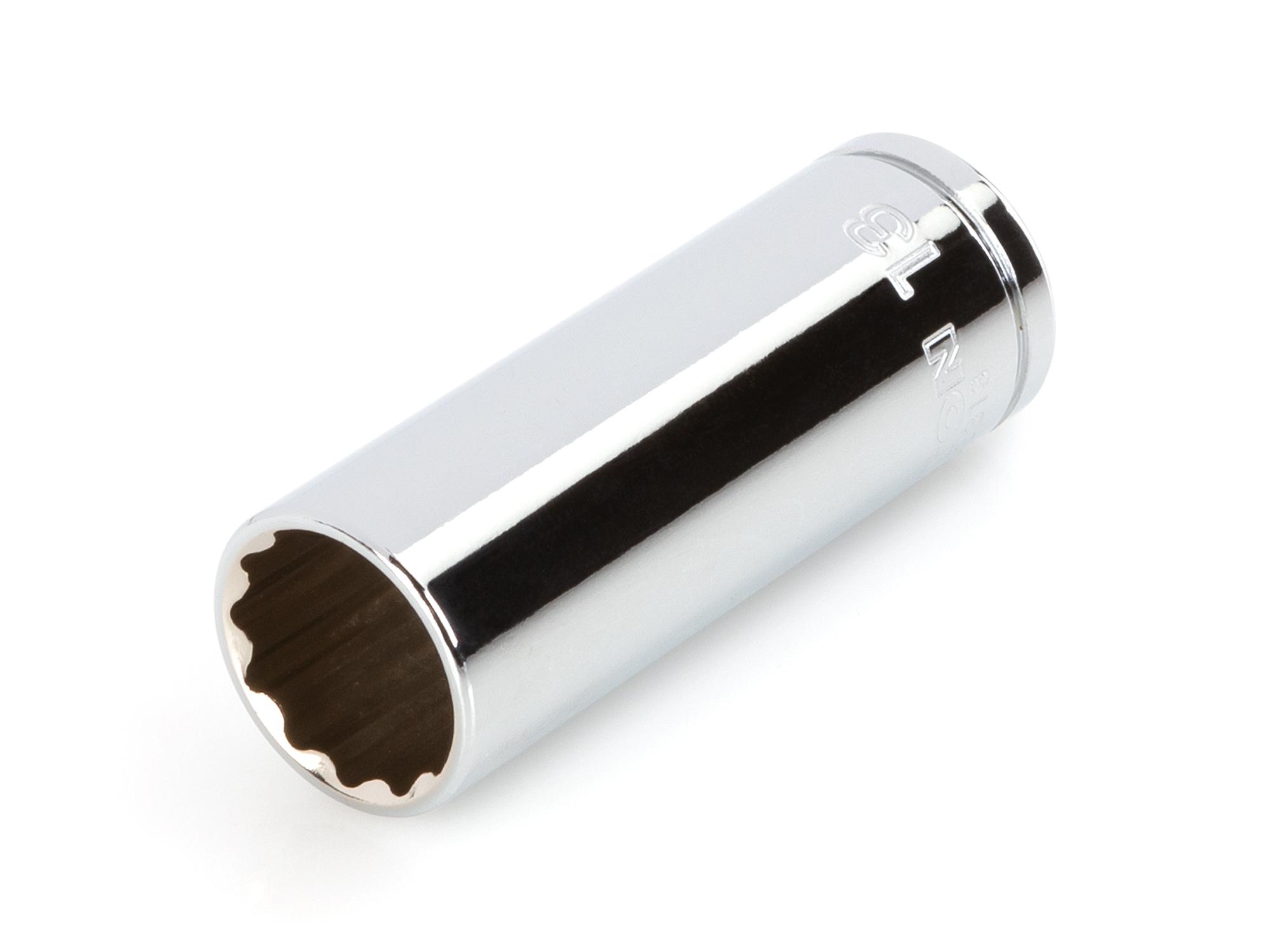Front-right angle view of Tekton hand drive 12-point socket. Item #SHD03313
