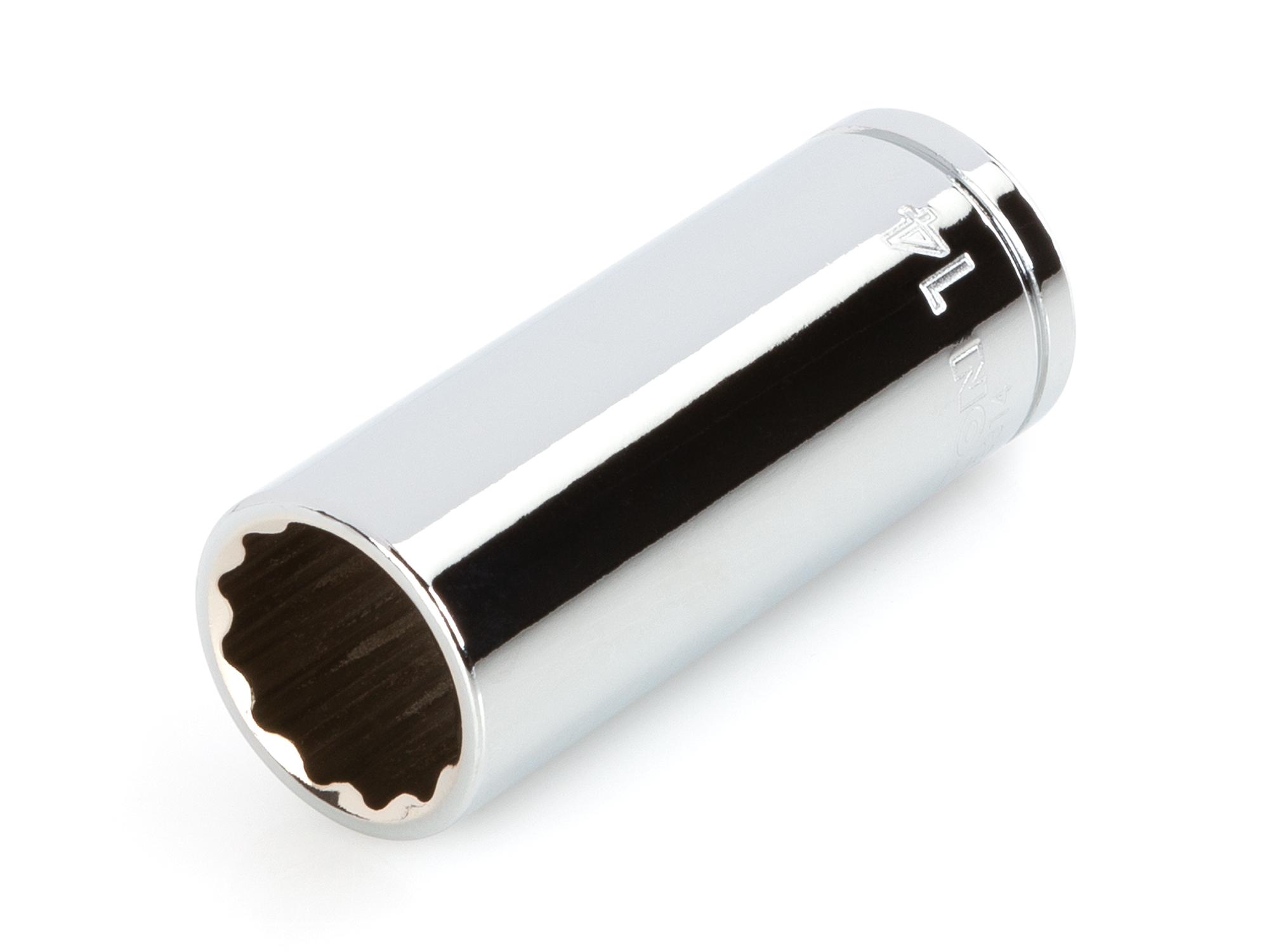 Front-right angle view of Tekton hand drive 12-point socket. Item #SHD03314