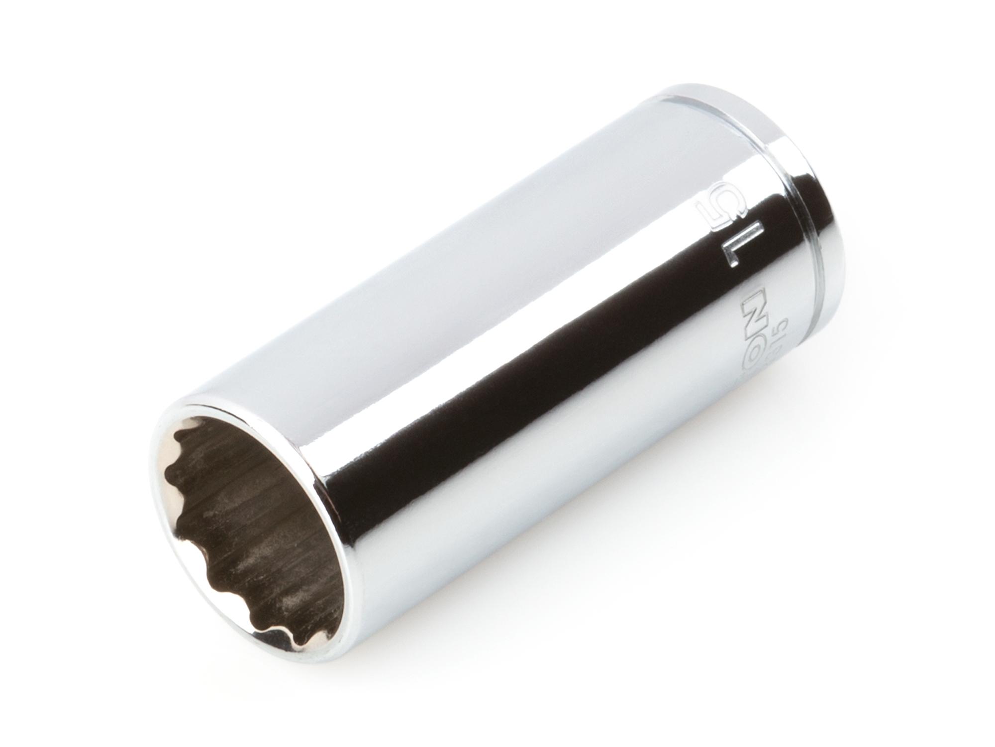 Front-right angle view of Tekton hand drive 12-point socket. Item #SHD03315