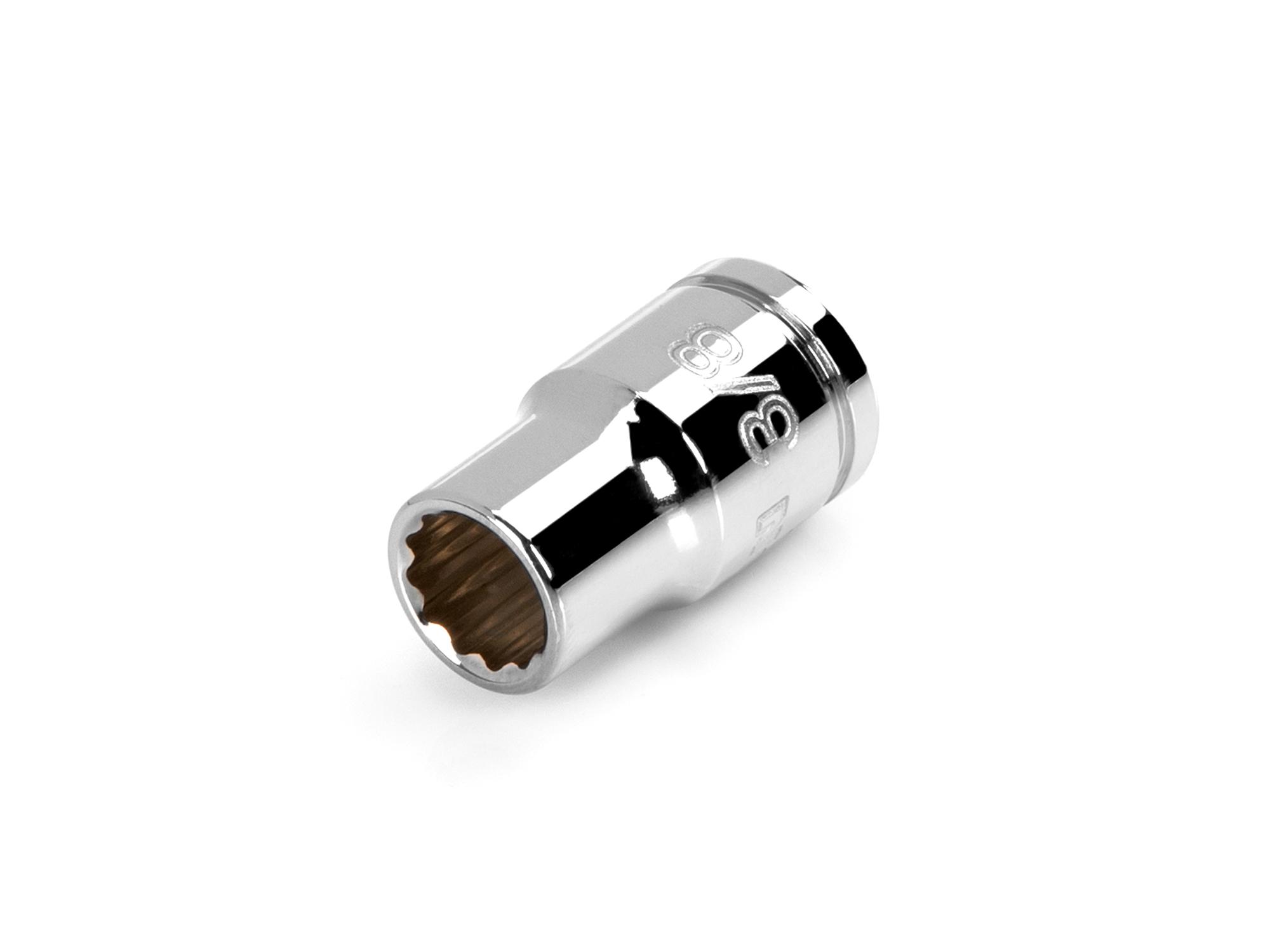 Front-right angle view of Tekton hand drive 12-point socket. Item #SHD12210