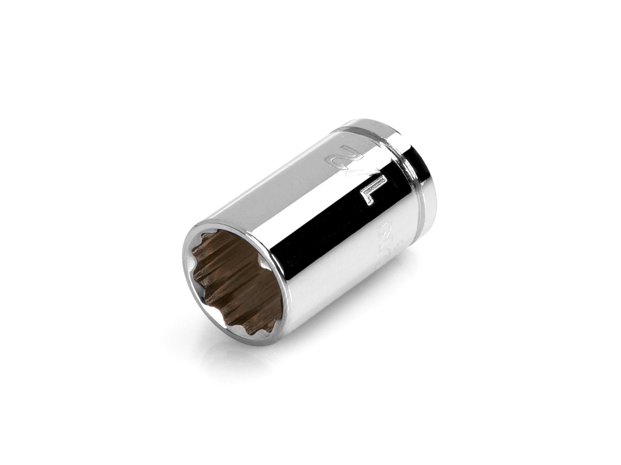 Front-right angle view of Tekton hand drive 12-point socket. Item #SHD12213