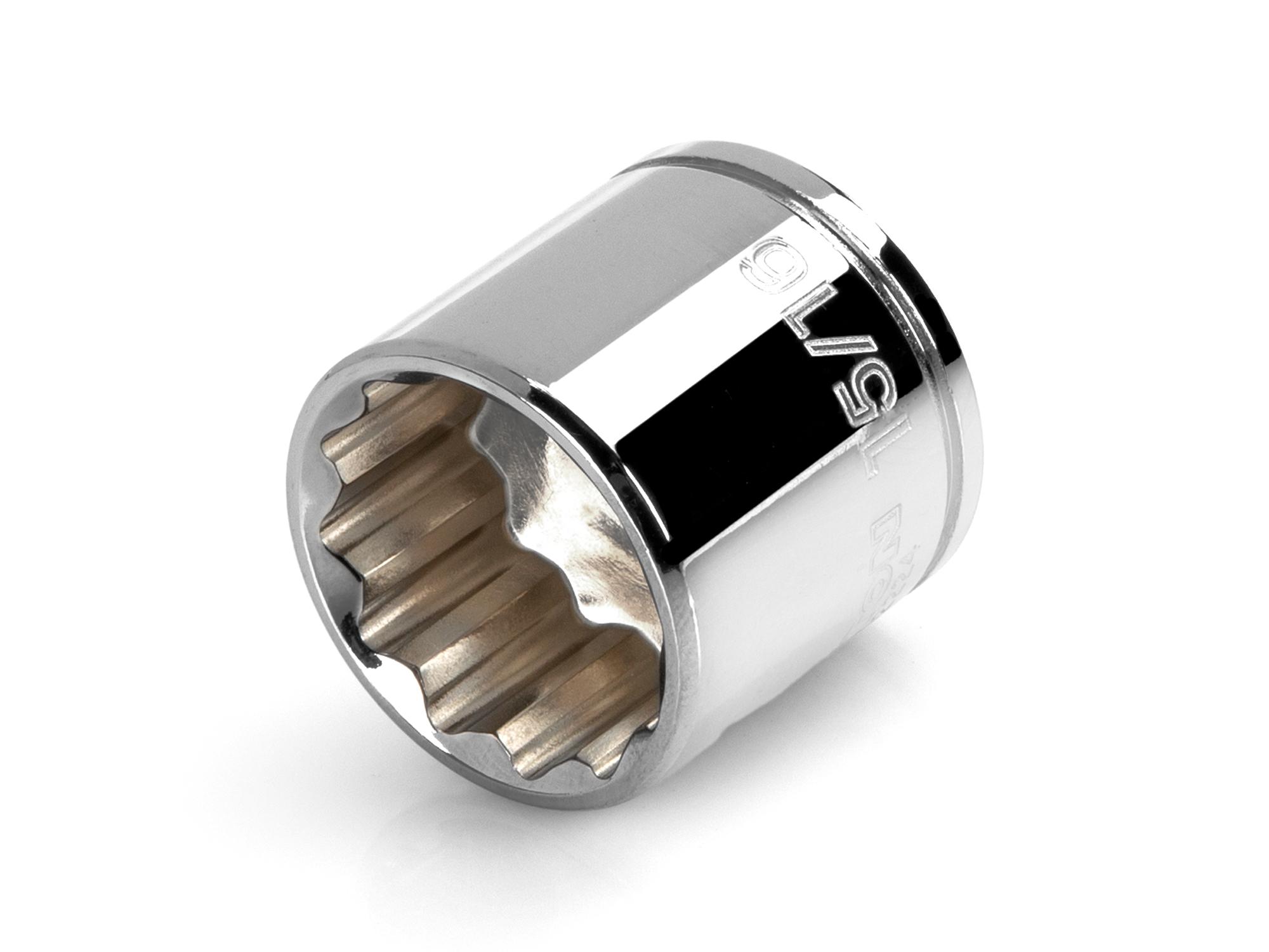 Front-right angle view of Tekton hand drive 12-point socket. Item #SHD12224
