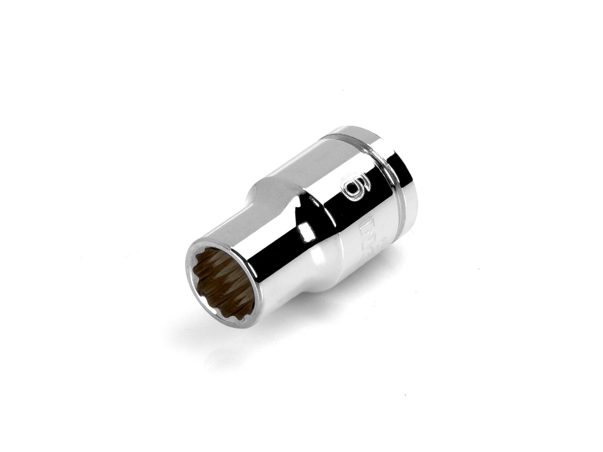 Front-right angle view of Tekton hand drive 12-point socket. Item #SHD12309
