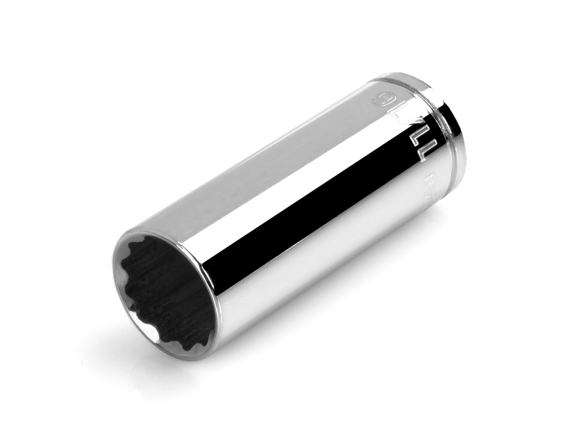 Front-right angle view of Tekton hand drive 12-point socket. Item #SHD13217