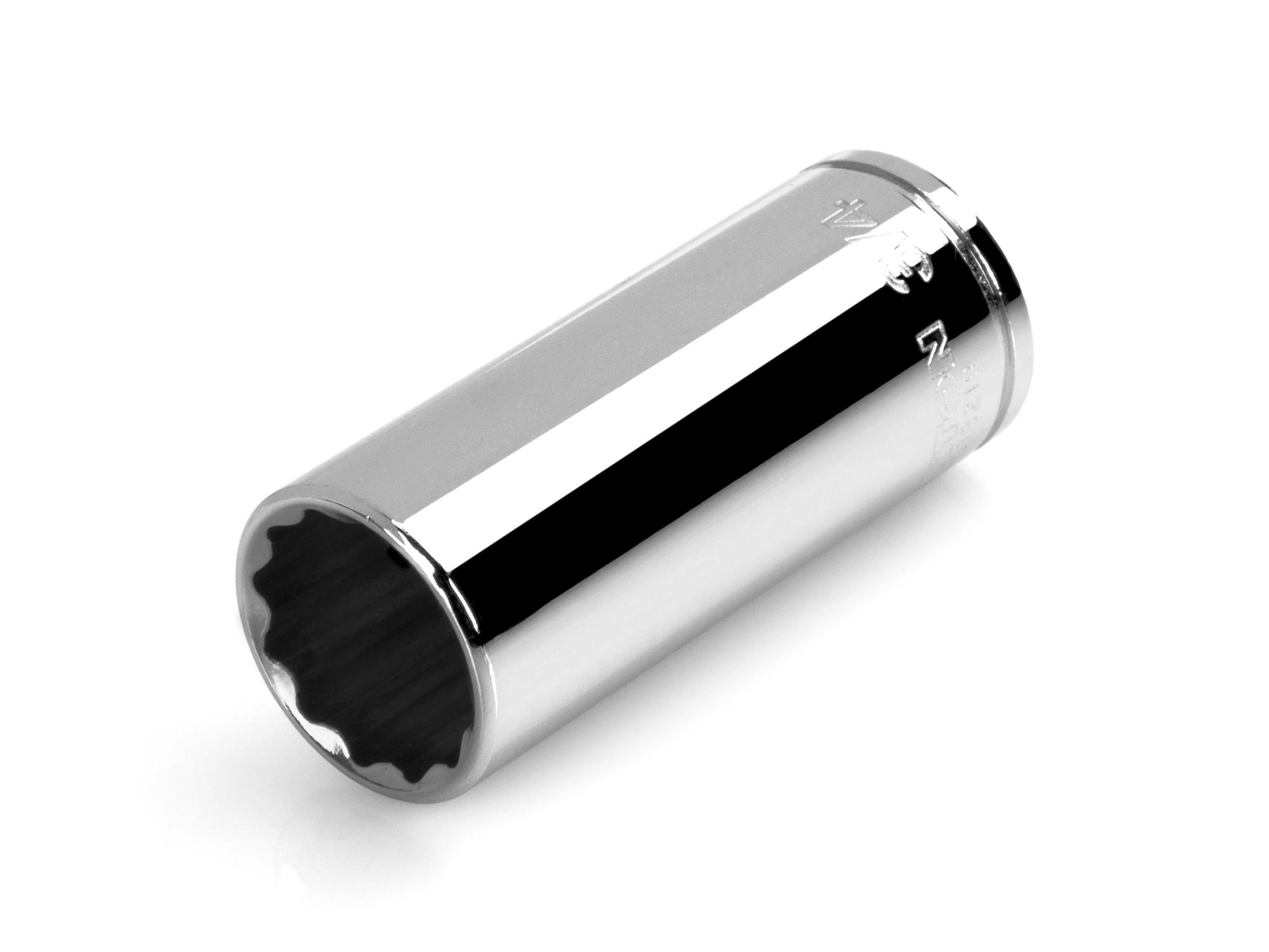 Front-right angle view of Tekton hand drive 12-point socket. Item #SHD13219