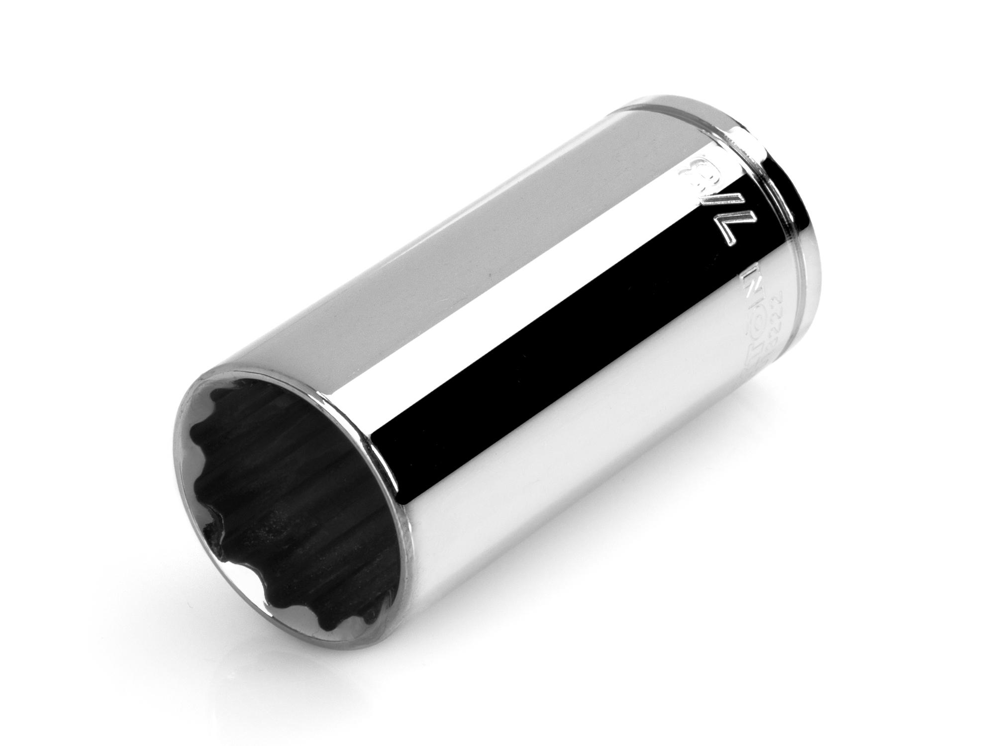 Front-right angle view of Tekton hand drive 12-point socket. Item #SHD13222