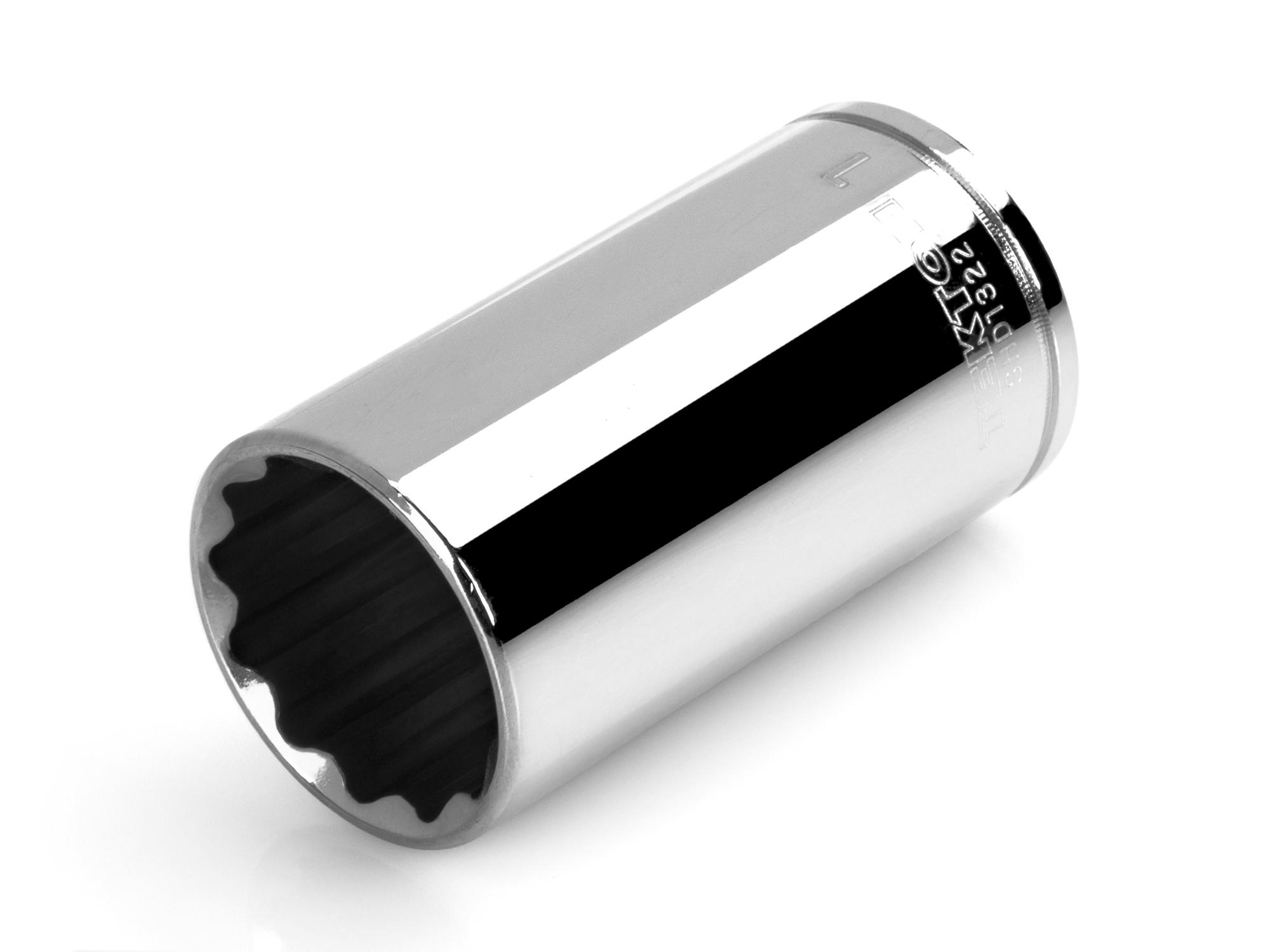 Front-right angle view of Tekton hand drive 12-point socket. Item #SHD13225