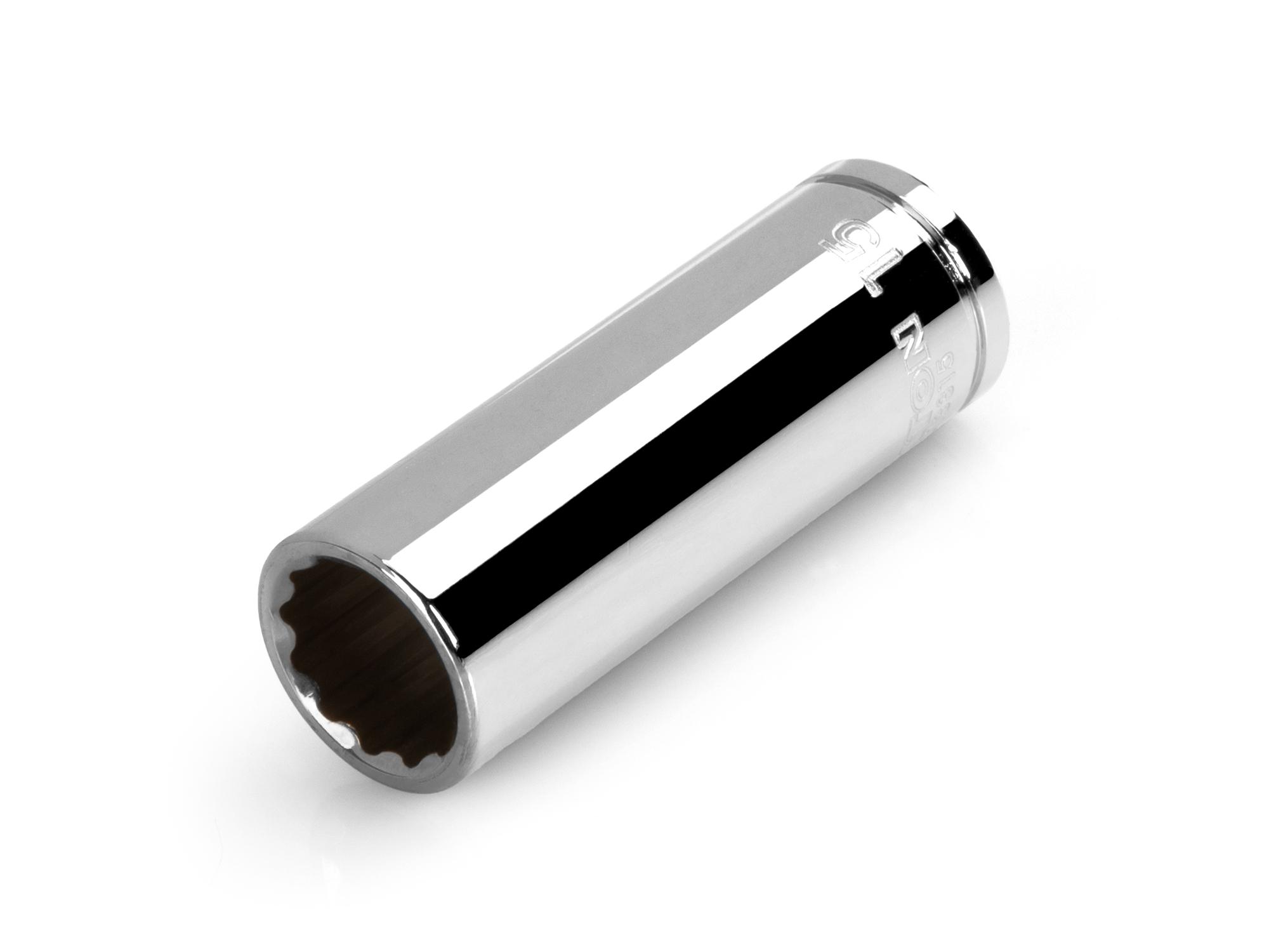 Front-right angle view of Tekton hand drive 12-point socket. Item #SHD13315