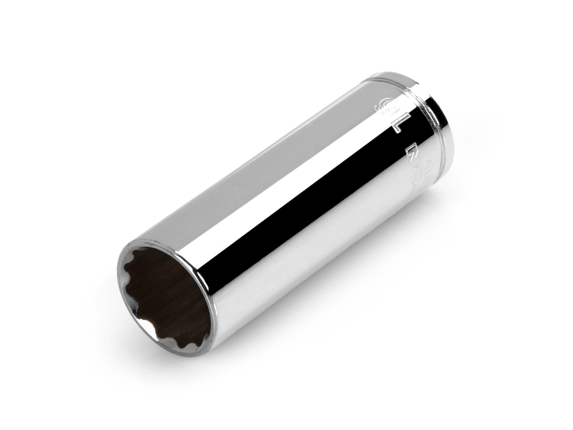 Front-right angle view of Tekton hand drive 12-point socket. Item #SHD13316