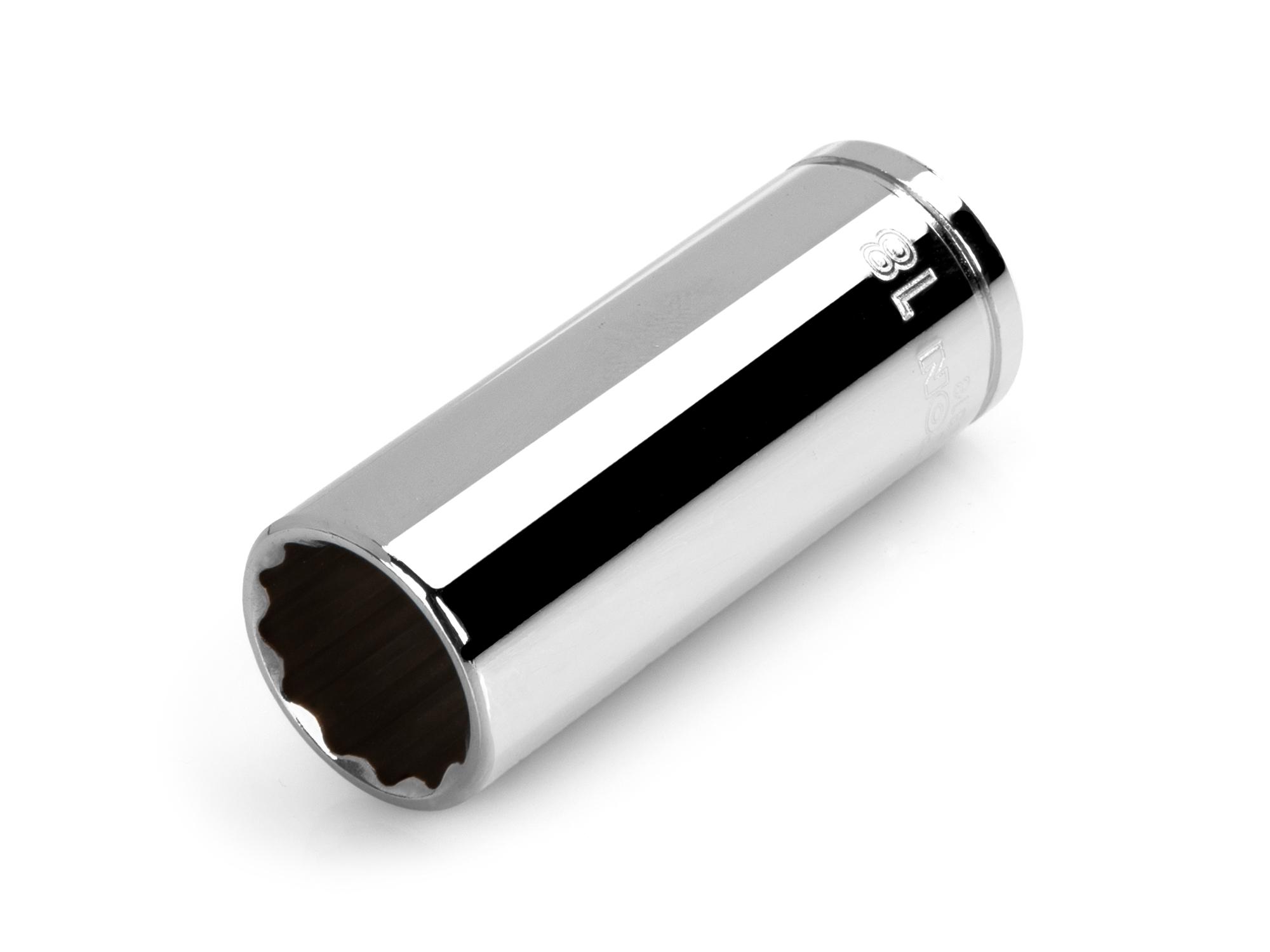 Front-right angle view of Tekton hand drive 12-point socket. Item #SHD13318