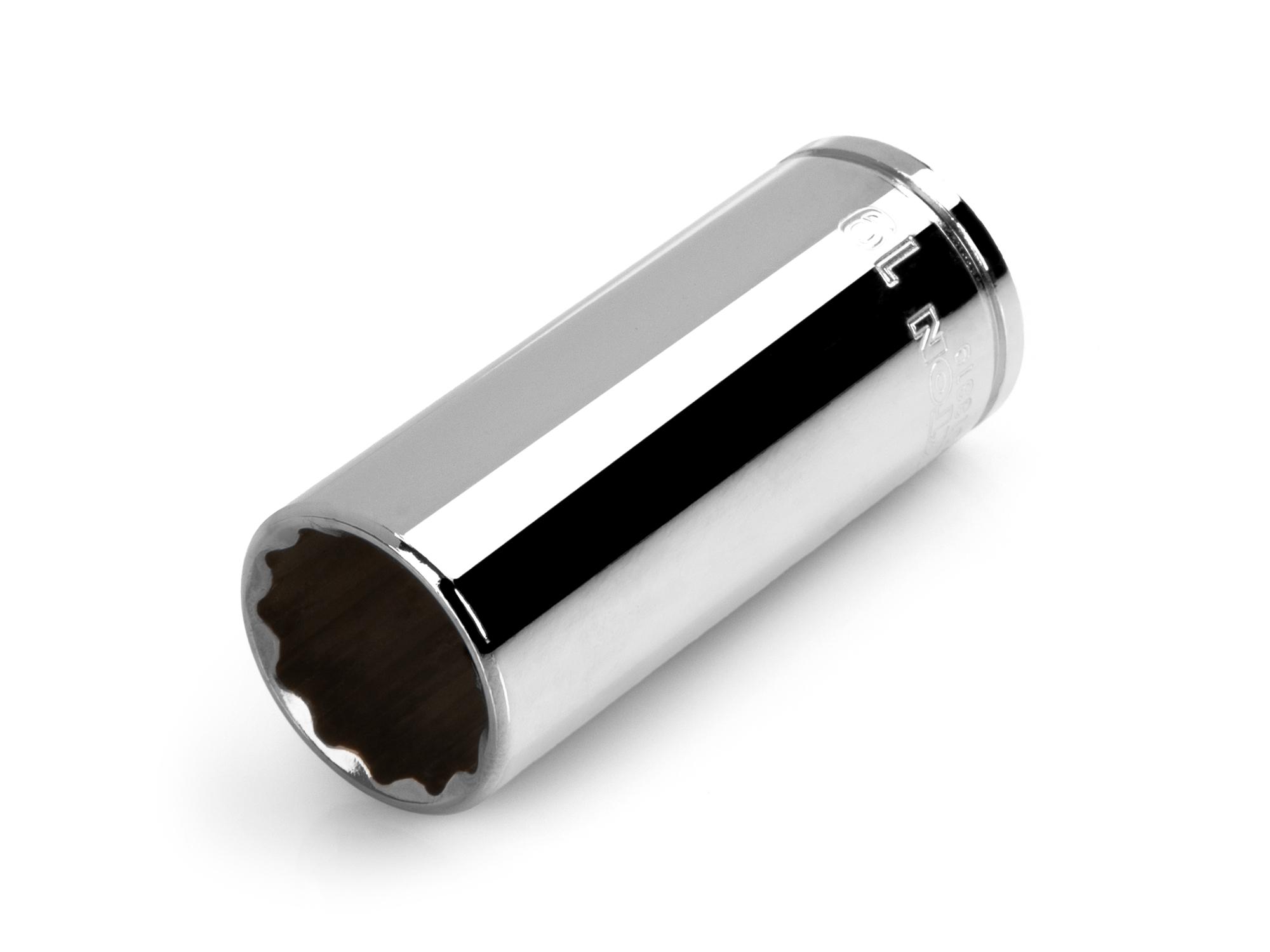 Front-right angle view of Tekton hand drive 12-point socket. Item #SHD13319