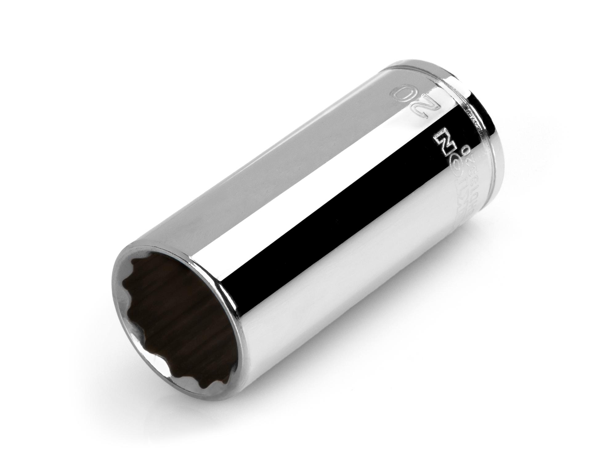 Front-right angle view of Tekton hand drive 12-point socket. Item #SHD13320