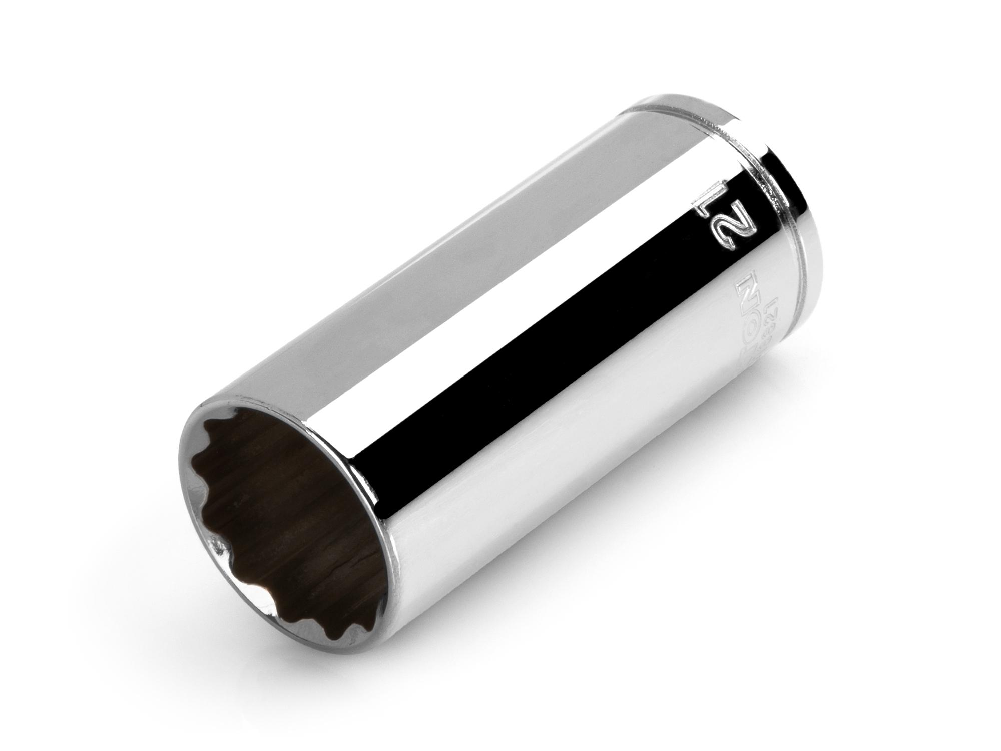Front-right angle view of Tekton hand drive 12-point socket. Item #SHD13321