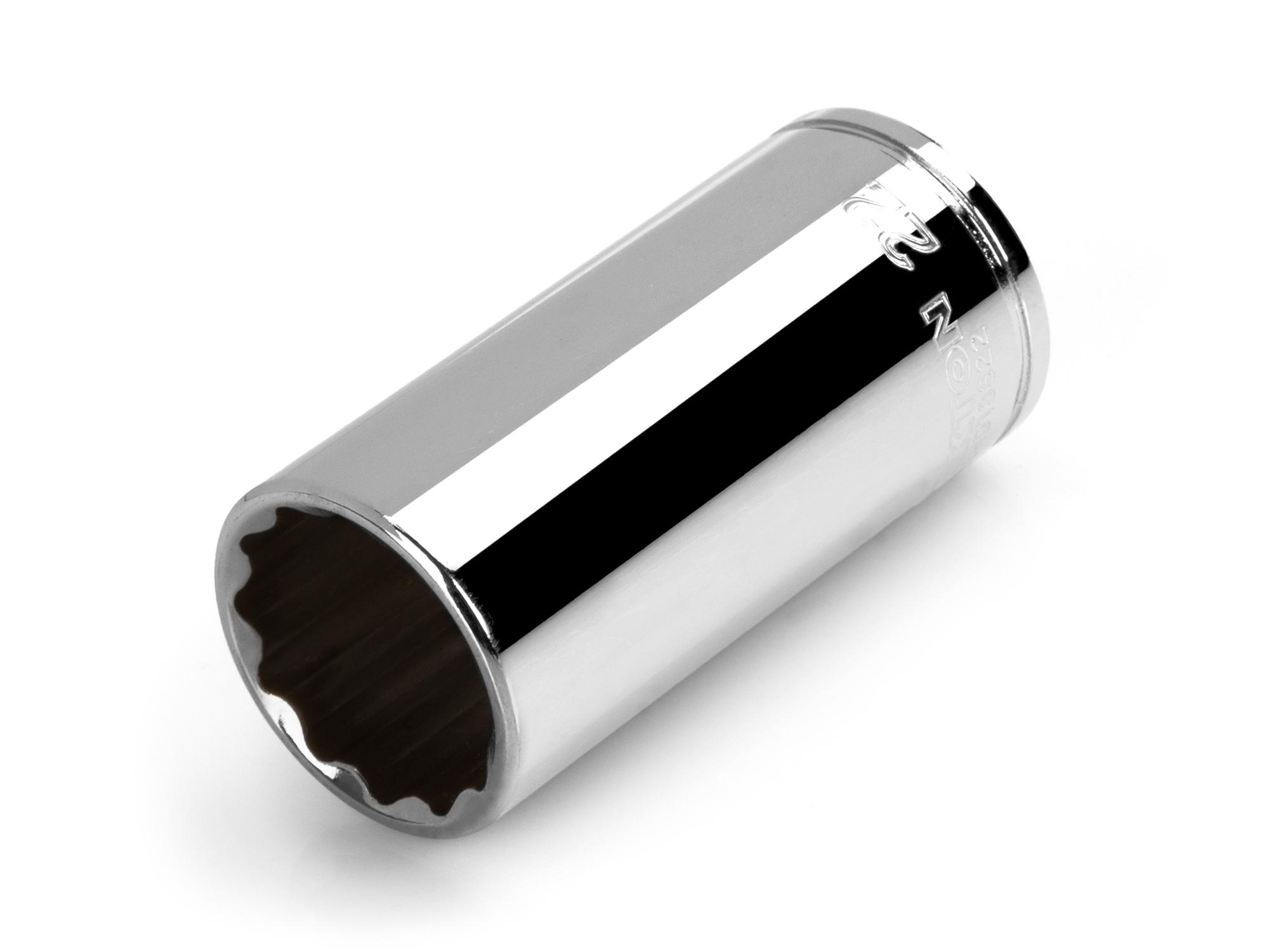 Front-right angle view of Tekton hand drive 12-point socket. Item #SHD13322