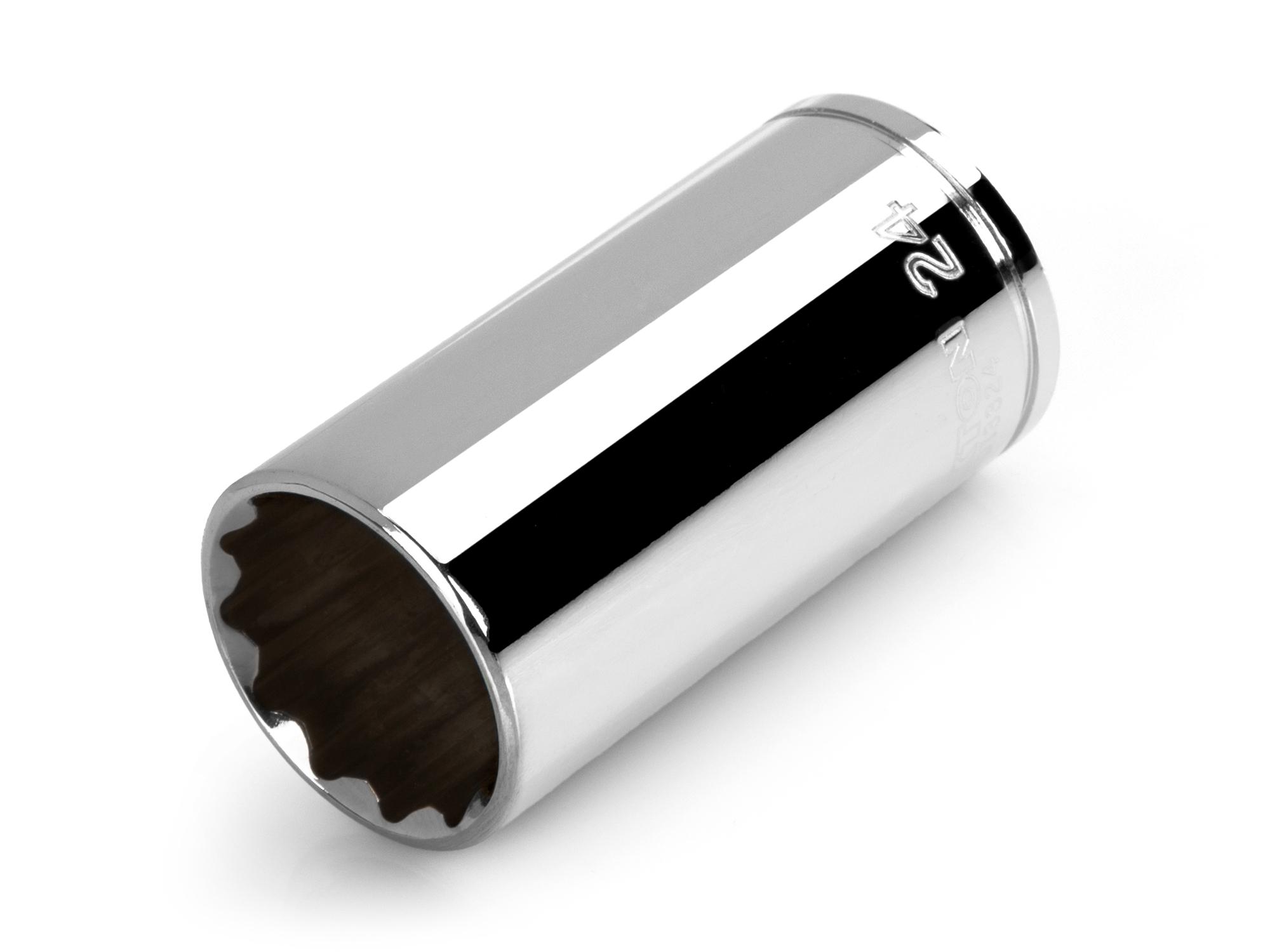 Front-right angle view of Tekton hand drive 12-point socket. Item #SHD13324