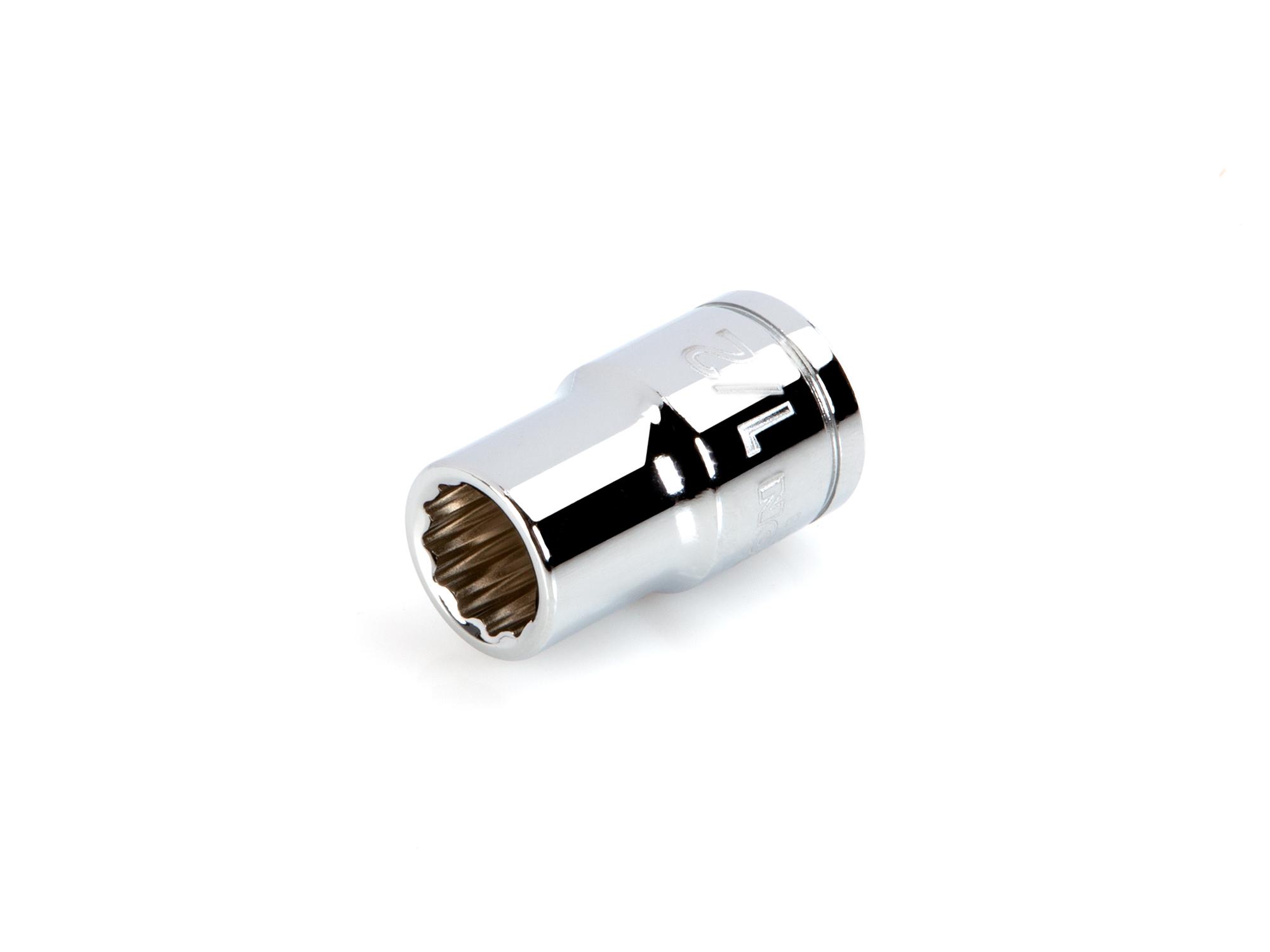 Front-right angle view of Tekton hand drive 12-point socket. Item #SHD22213