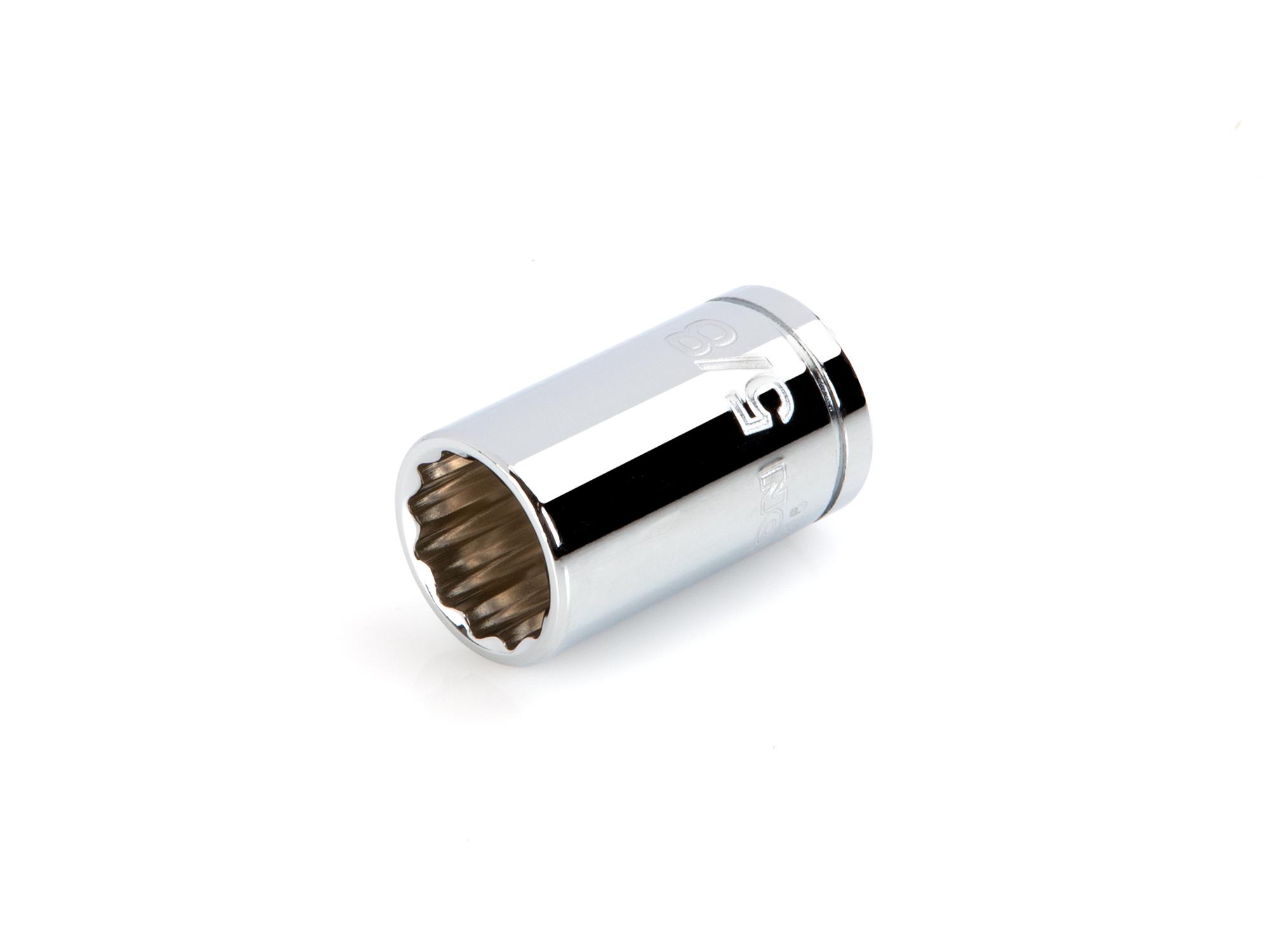Front-right angle view of Tekton hand drive 12-point socket. Item #SHD22216
