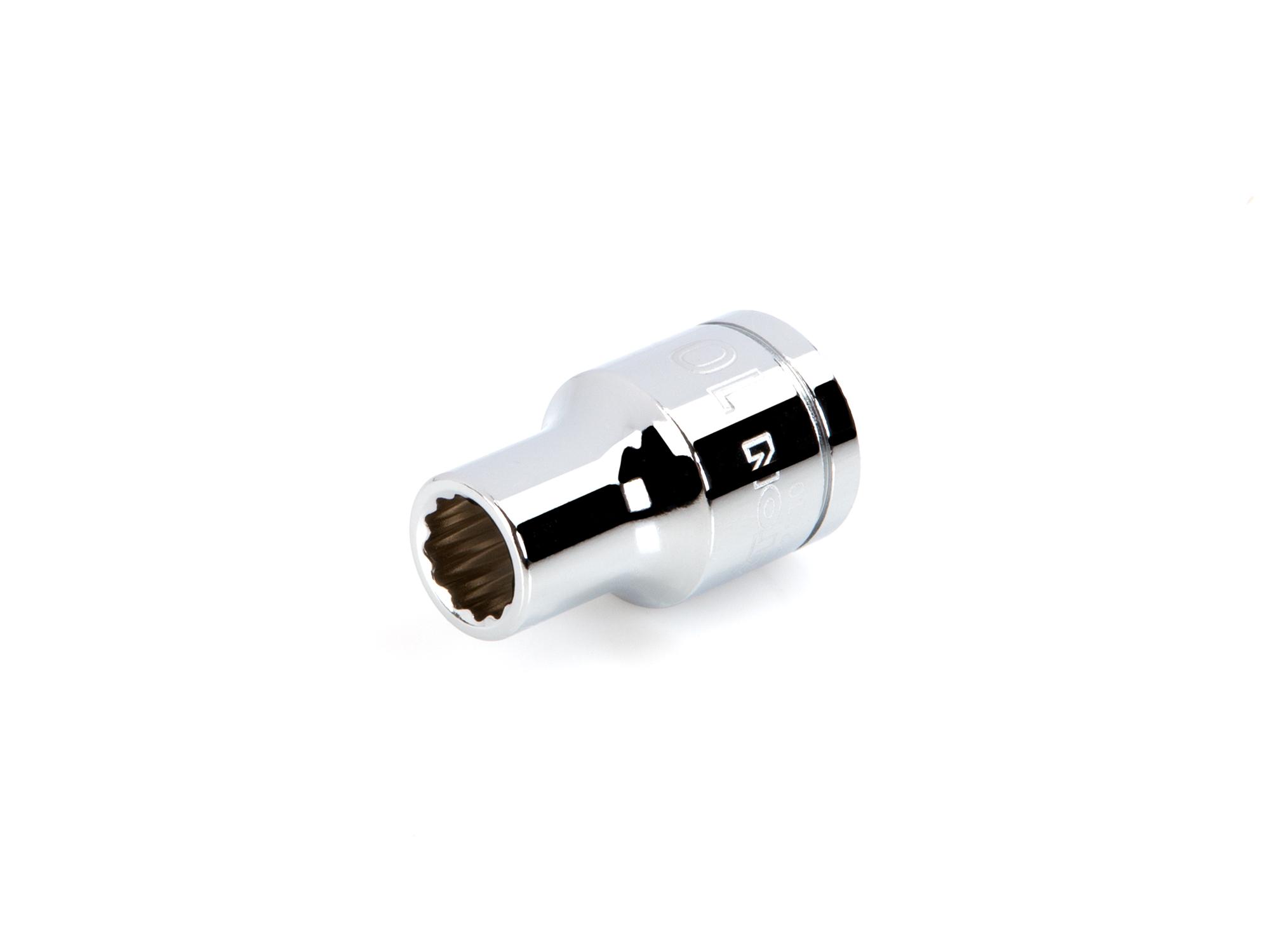Front-right angle view of Tekton hand drive 12-point socket. Item #SHD22310