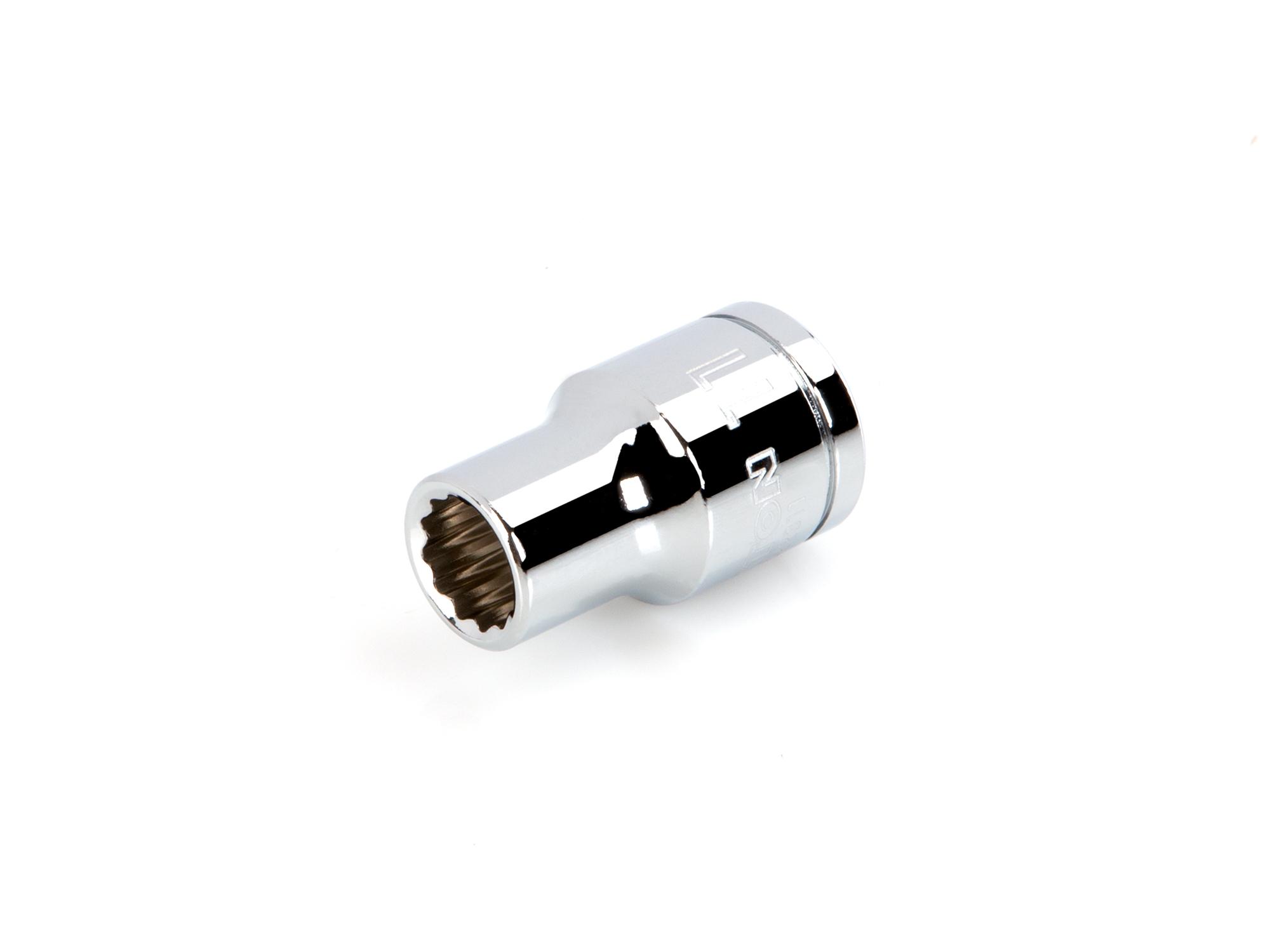 Front-right angle view of Tekton hand drive 12-point socket. Item #SHD22311