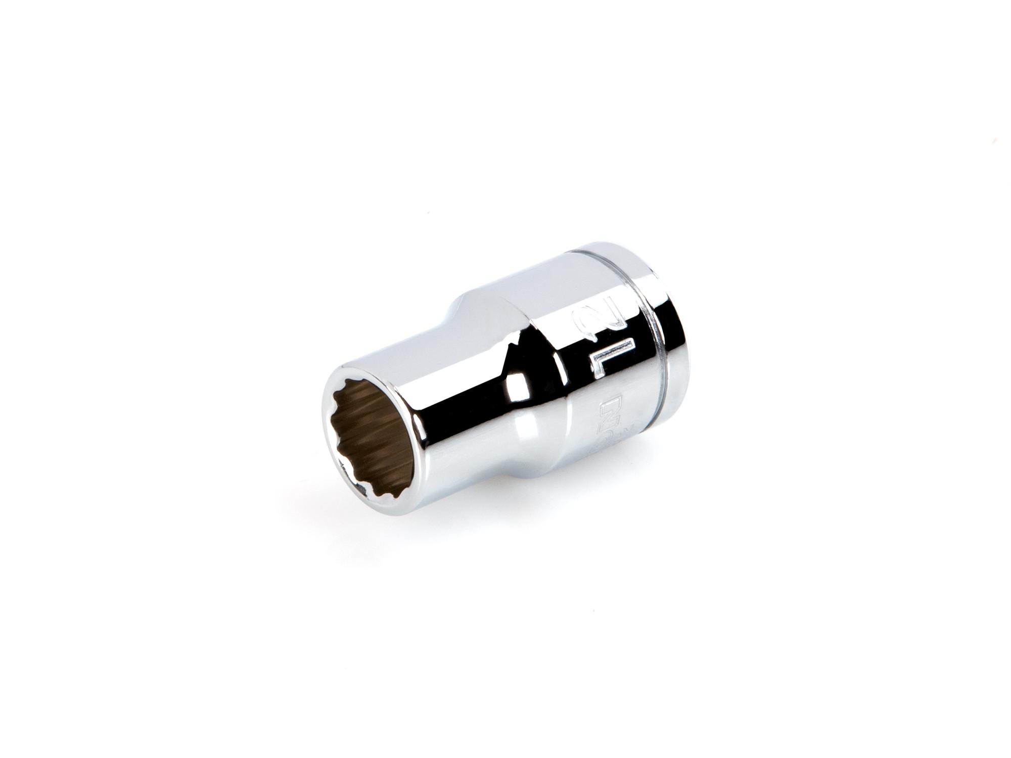 Front-right angle view of Tekton hand drive 12-point socket. Item #SHD22312