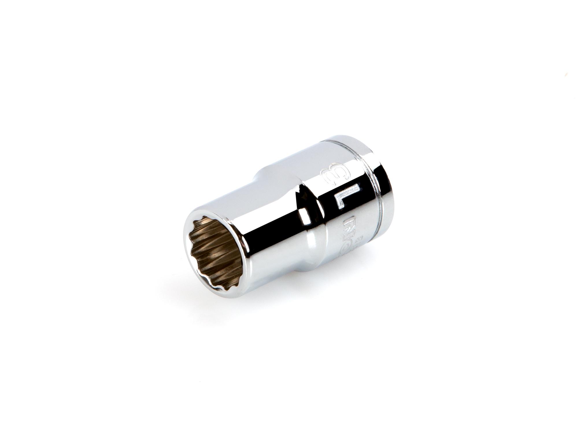 Front-right angle view of Tekton hand drive 12-point socket. Item #SHD22313