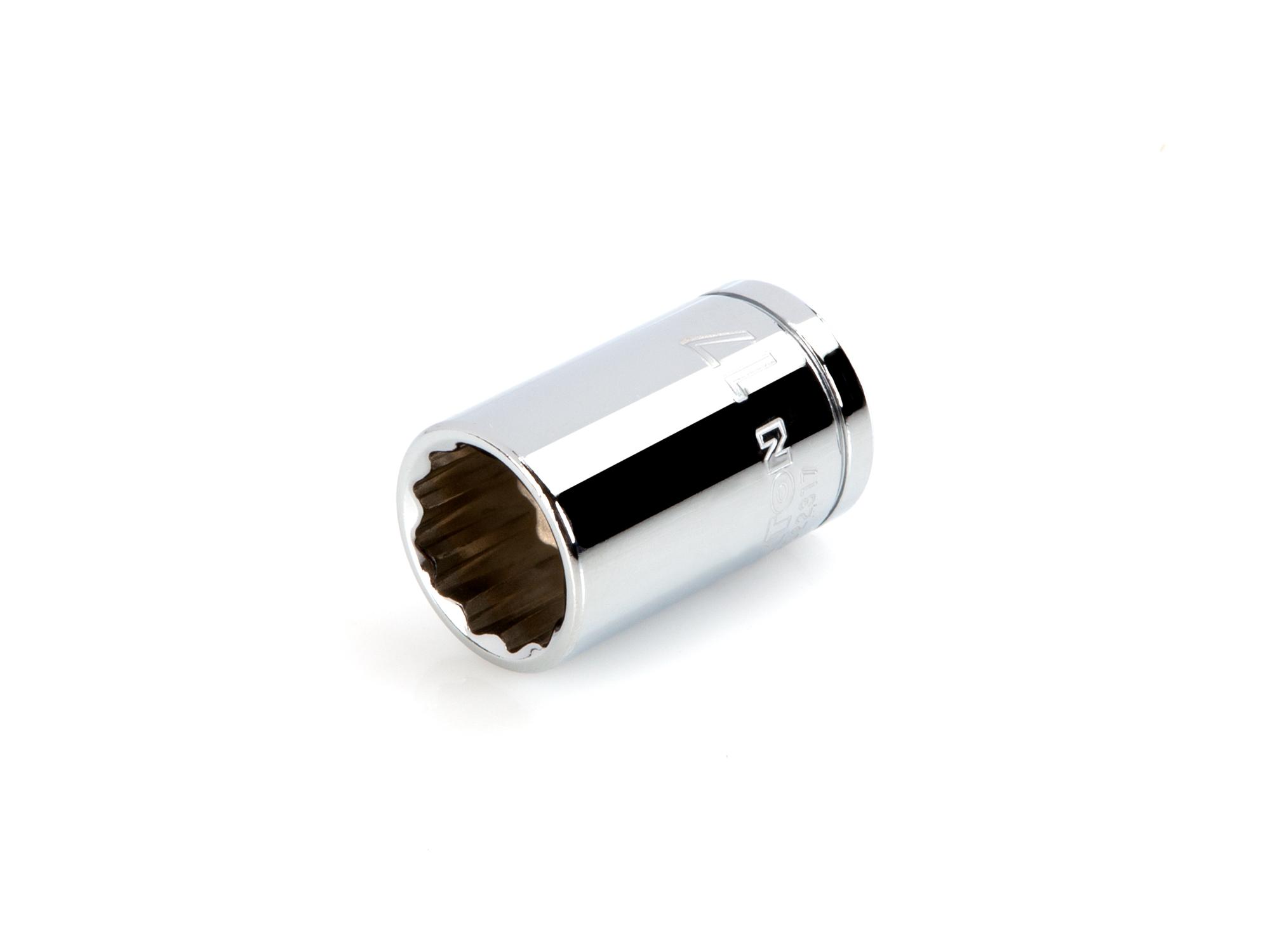 Front-right angle view of Tekton hand drive 12-point socket. Item #SHD22317