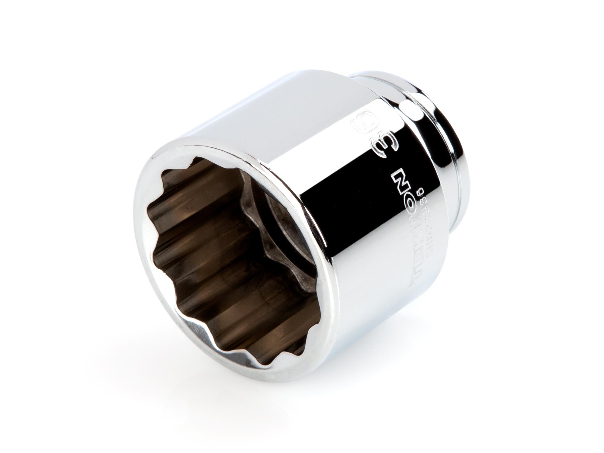 Front-right angle view of Tekton hand drive 12-point socket. Item #SHD22336