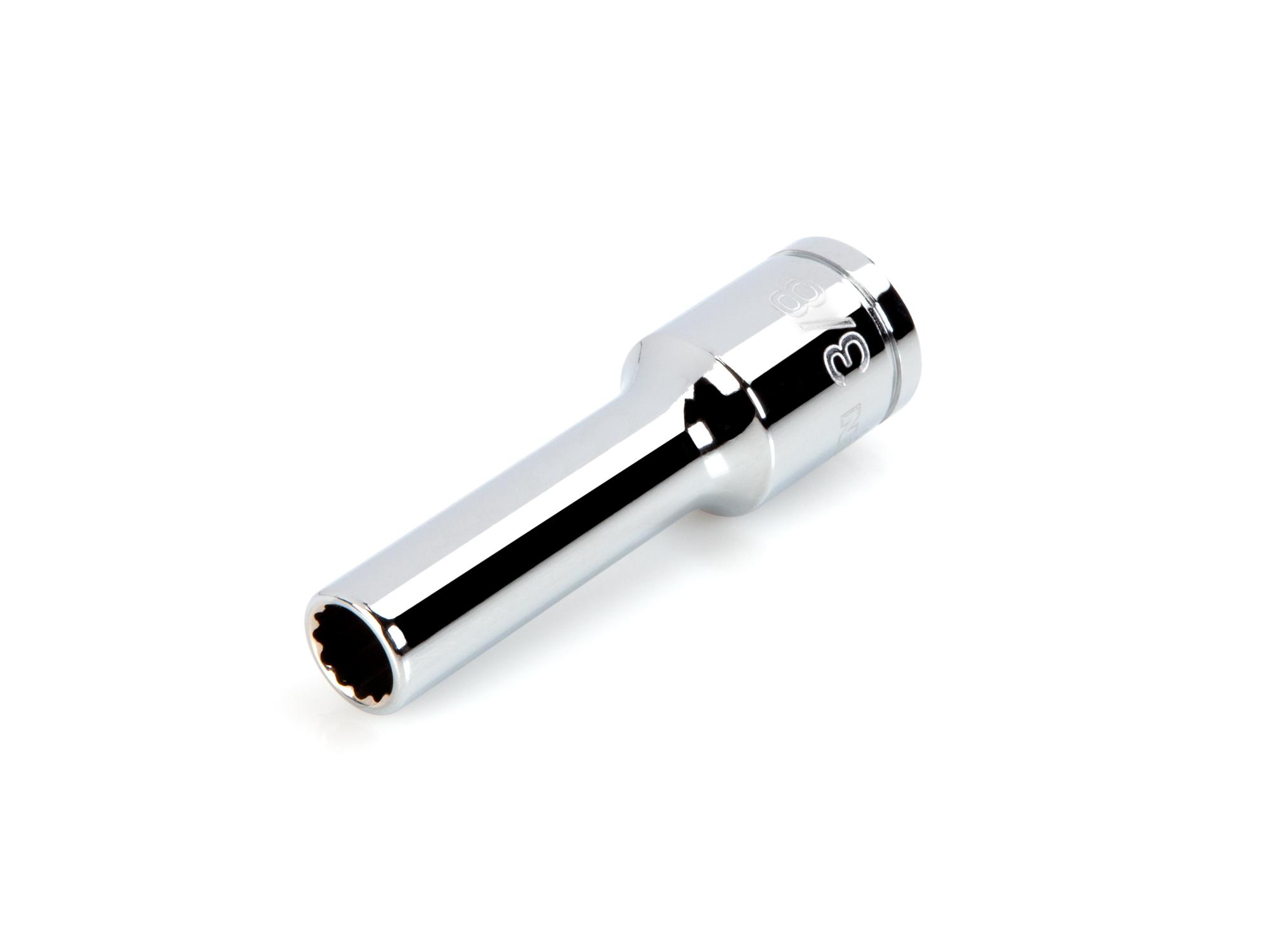 Front-right angle view of Tekton hand drive 12-point socket. Item #SHD23210