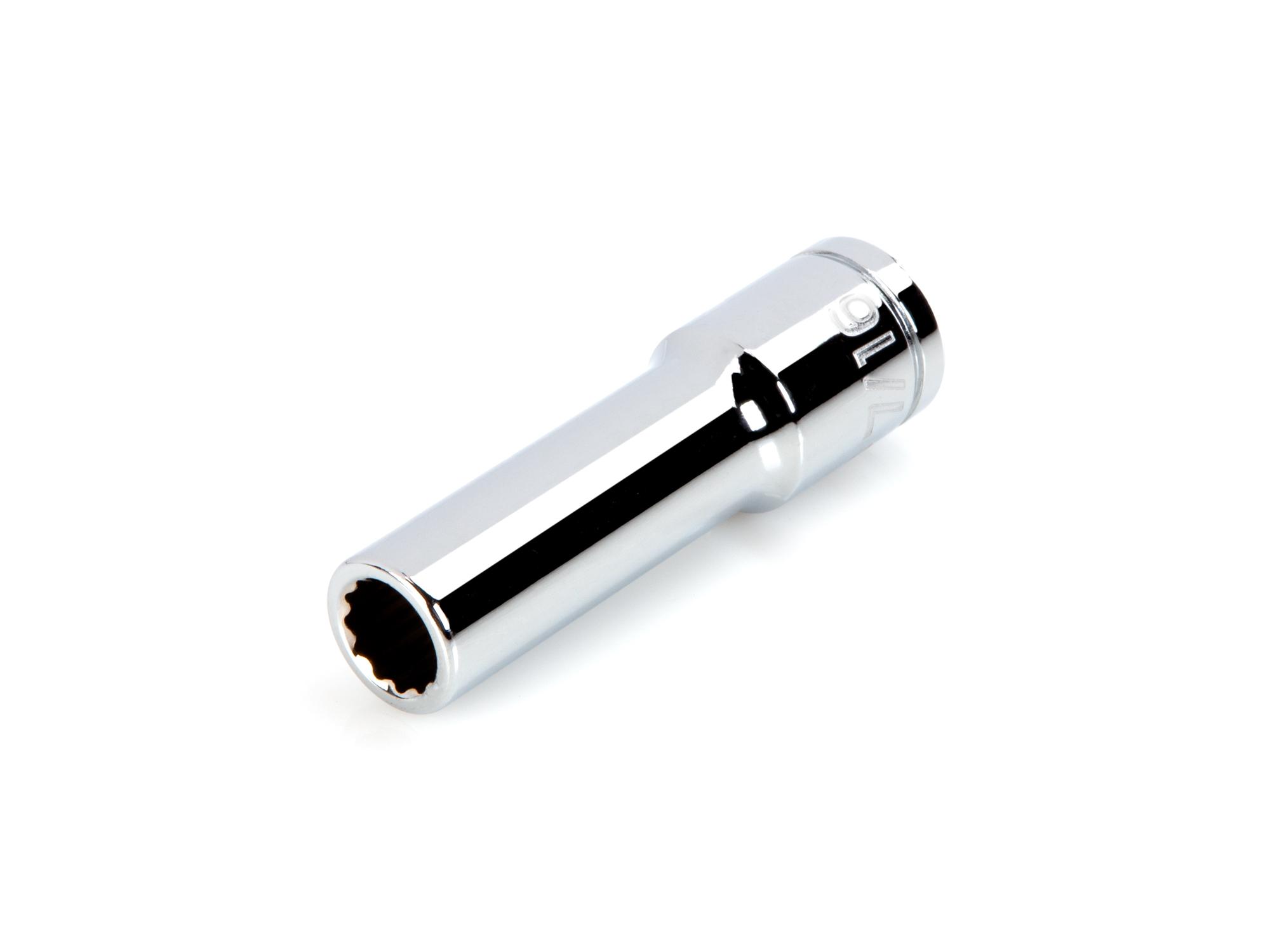 Front-right angle view of Tekton hand drive 12-point socket. Item #SHD23211
