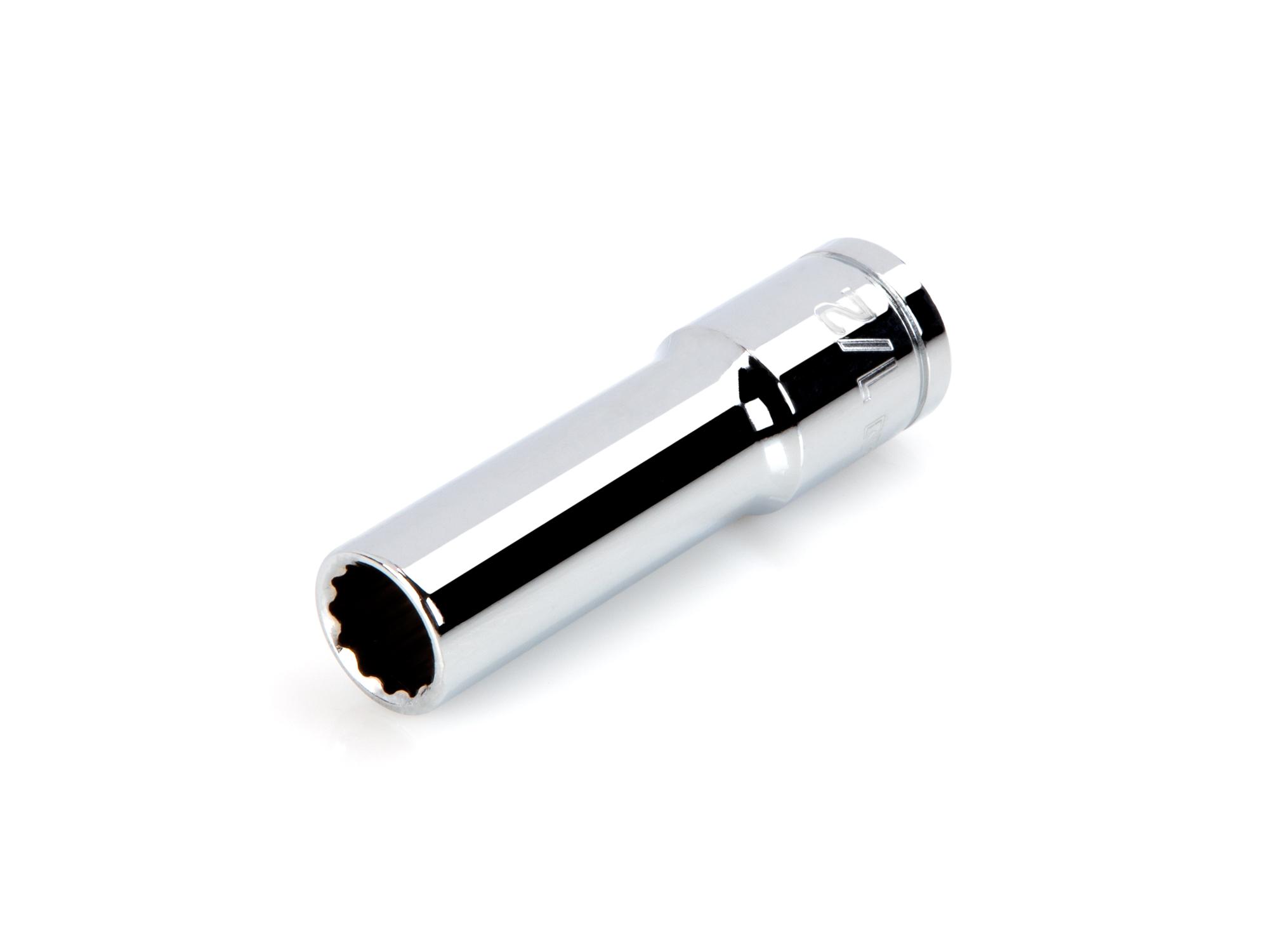 Front-right angle view of Tekton hand drive 12-point socket. Item #SHD23213
