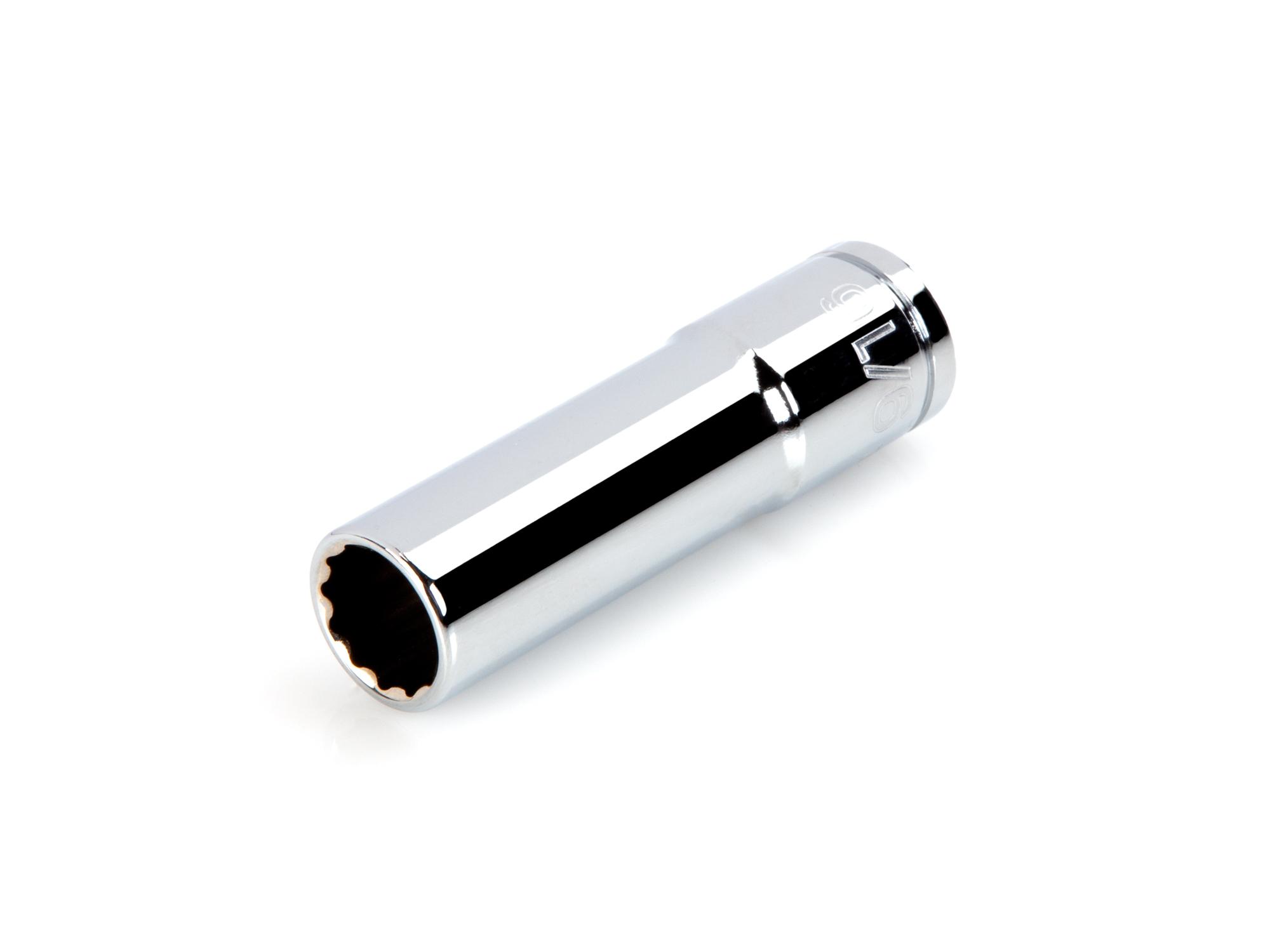 Front-right angle view of Tekton hand drive 12-point socket. Item #SHD23214