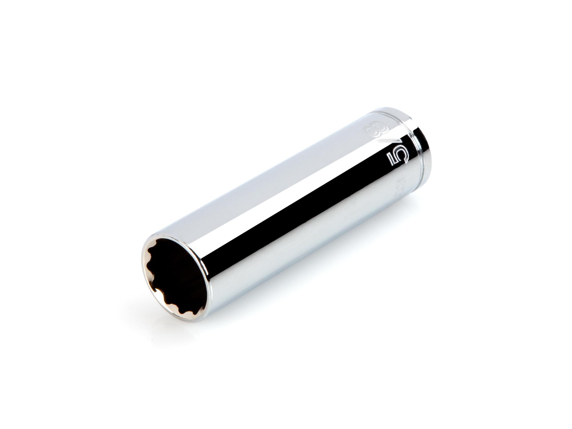 Front-right angle view of Tekton hand drive 12-point socket. Item #SHD23216