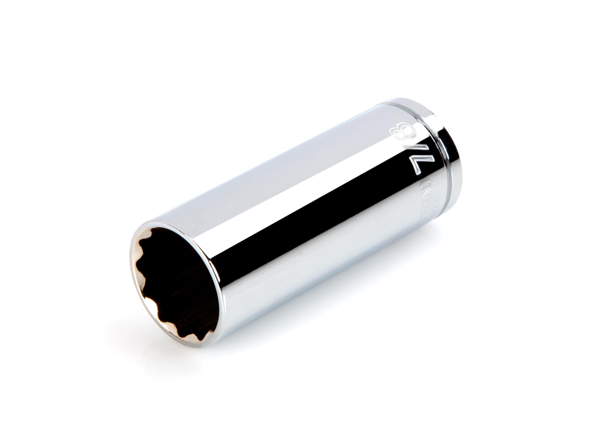 Front-right angle view of Tekton hand drive 12-point socket. Item #SHD23222