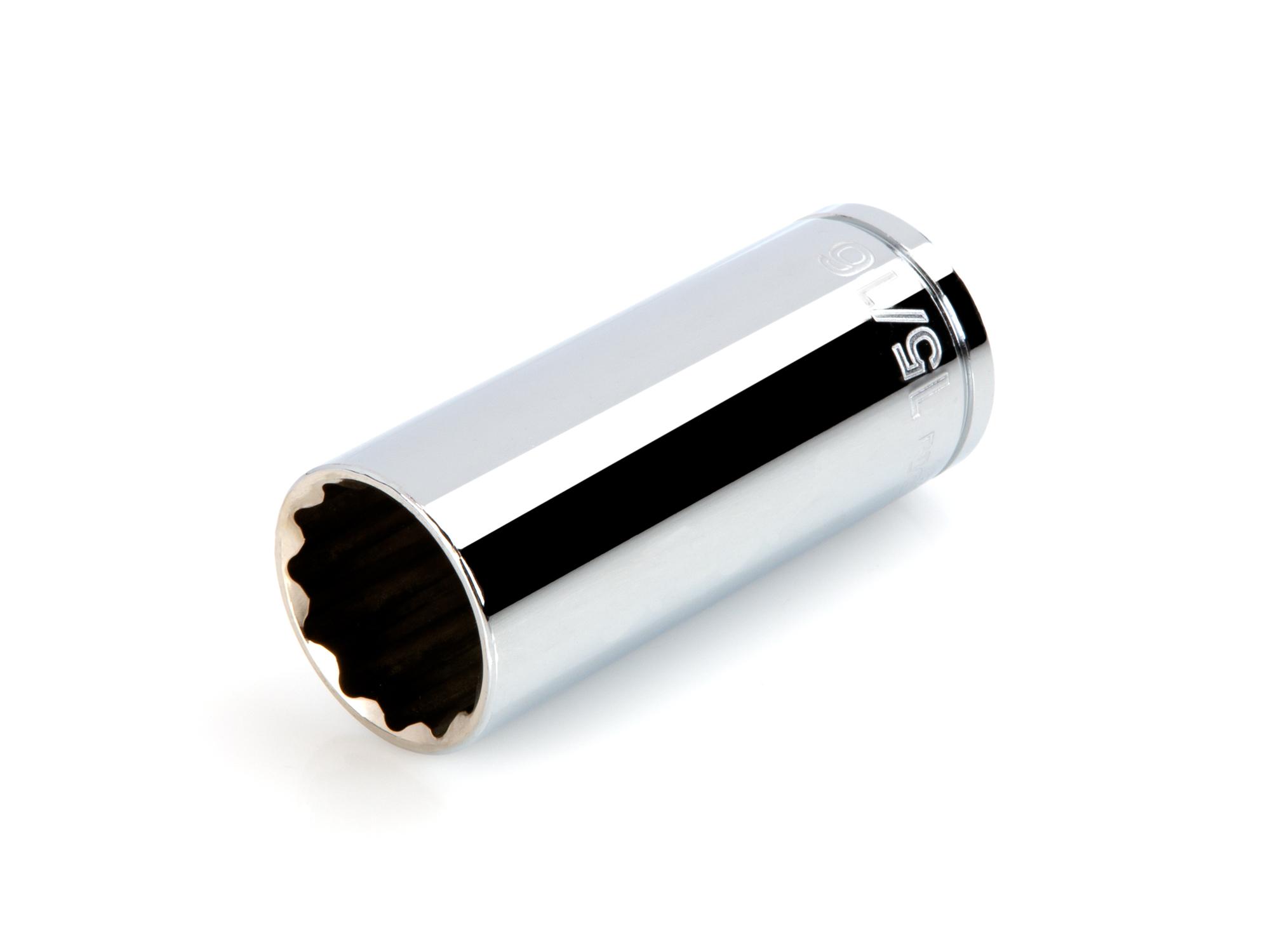 Front-right angle view of Tekton hand drive 12-point socket. Item #SHD23224