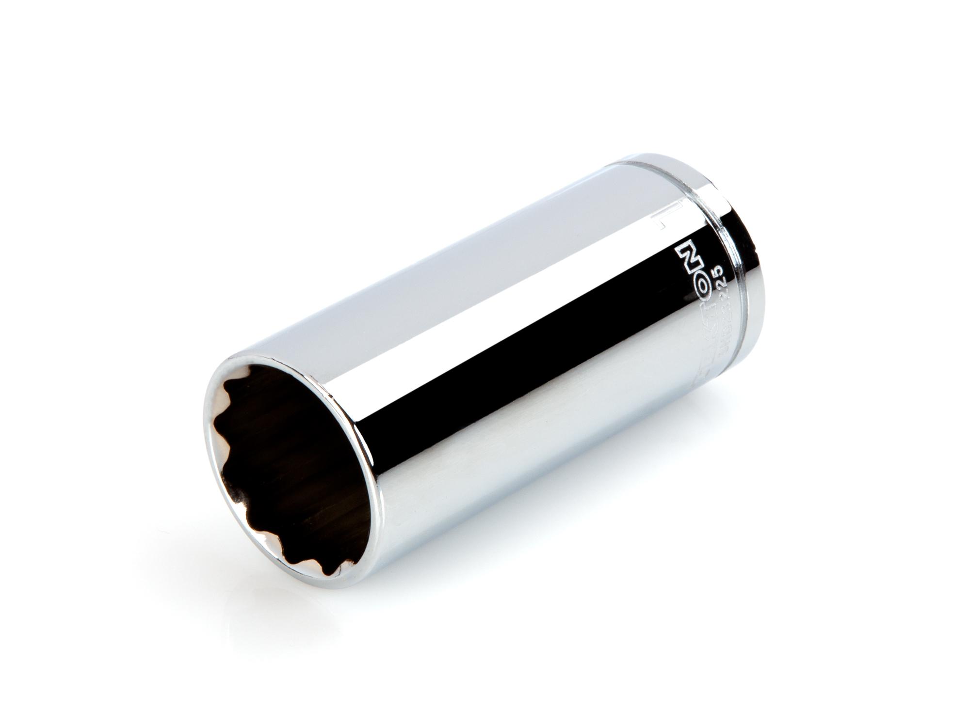 Front-right angle view of Tekton hand drive 12-point socket. Item #SHD23225