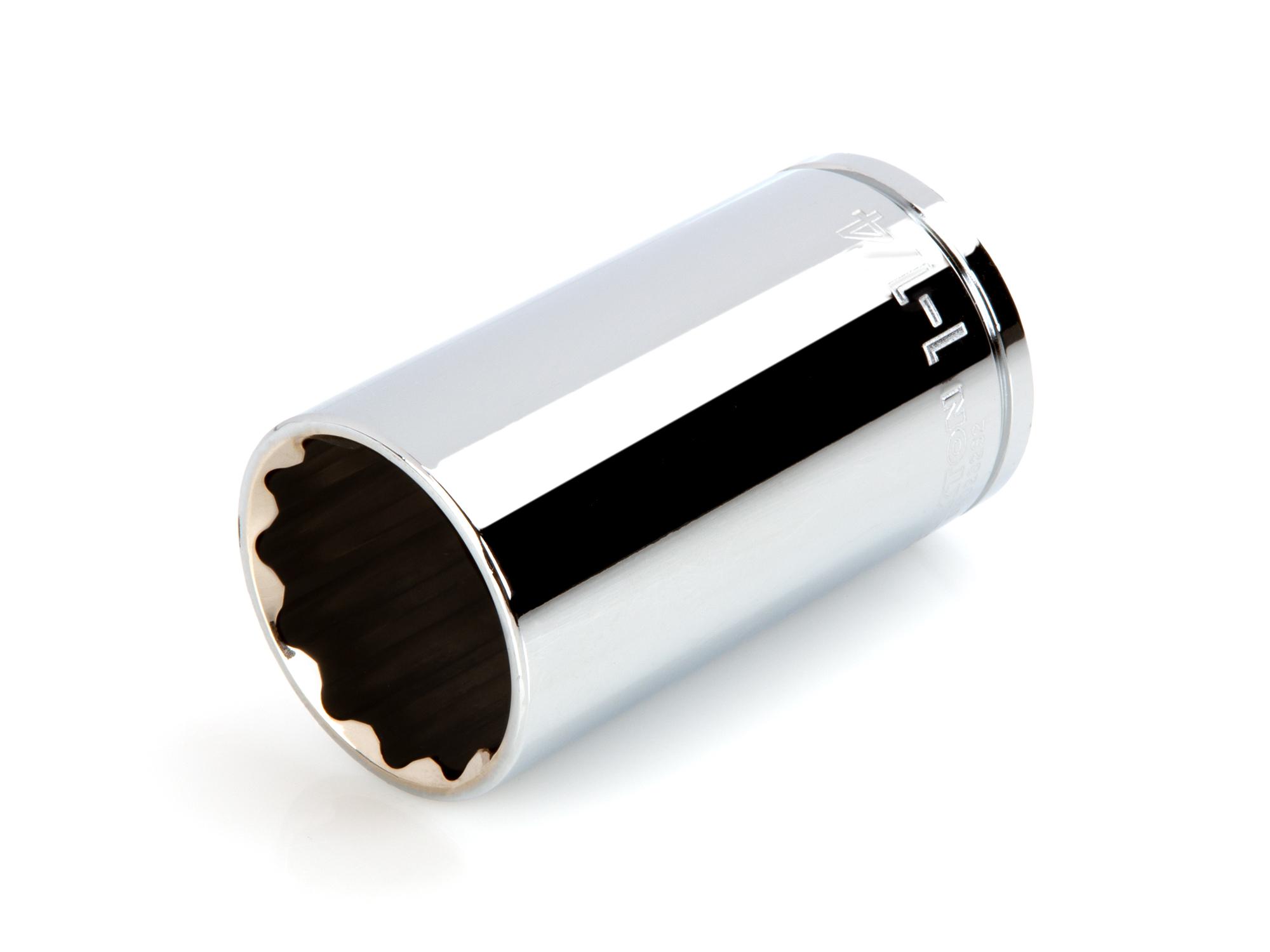 Front-right angle view of Tekton hand drive 12-point socket. Item #SHD23232