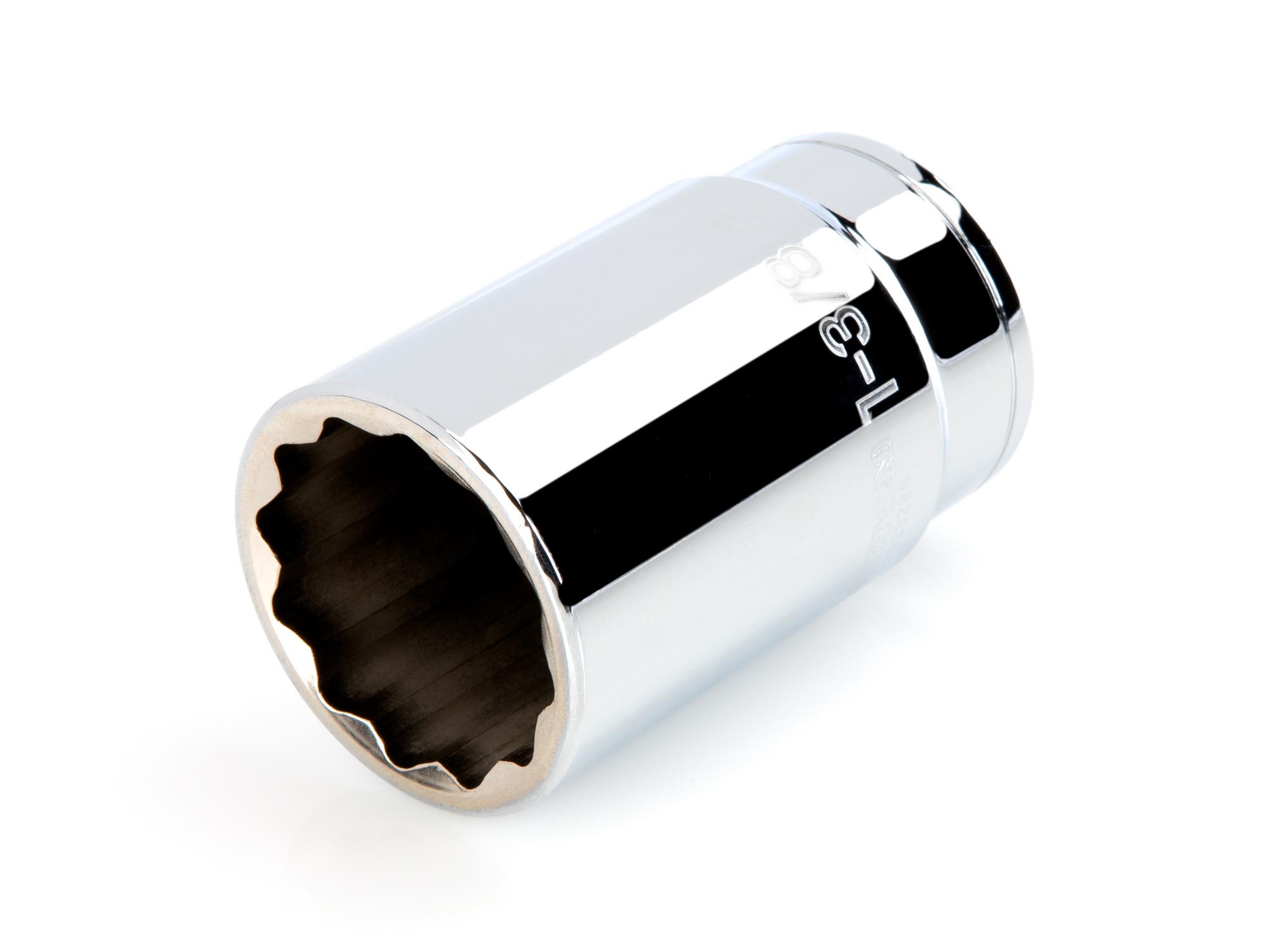 Front-right angle view of Tekton hand drive 12-point socket. Item #SHD23235