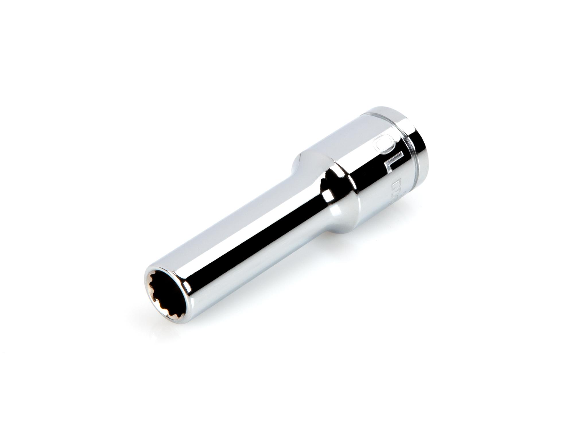 Front-right angle view of Tekton hand drive 12-point socket. Item #SHD23310
